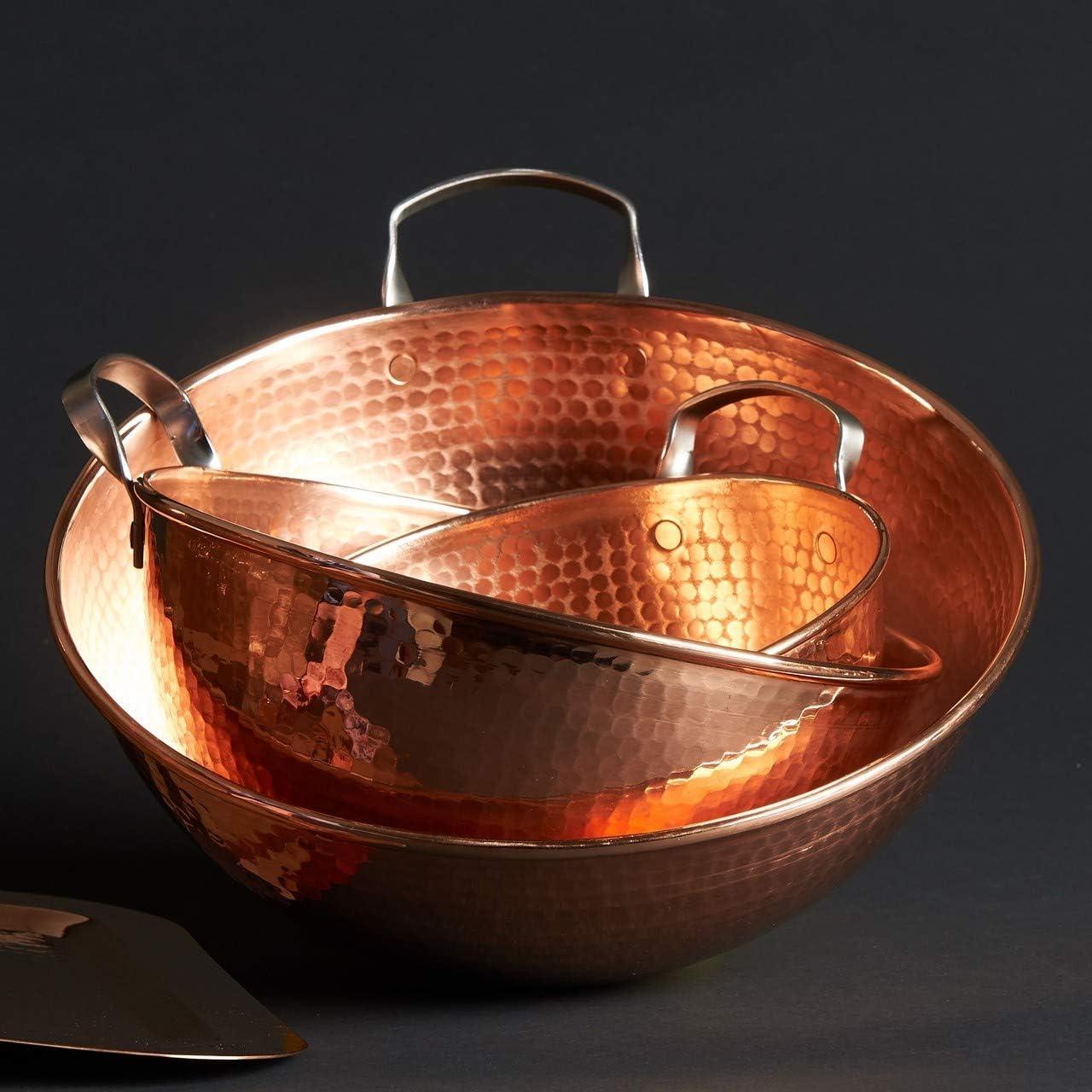 Hand-Hammered Pure Copper Mixing Bowl with Stainless Steel Handle