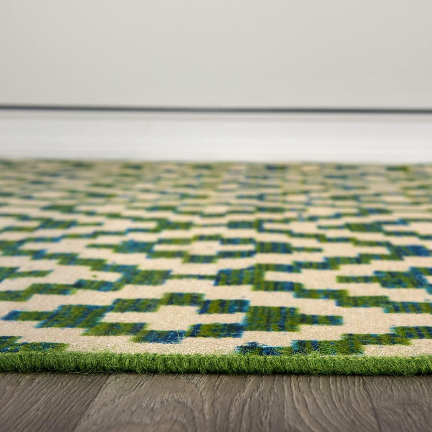 World Rug Gallery Contemporary Geometric Trellis Indoor/Outdoor Area Rug - GREEN 2'x7'