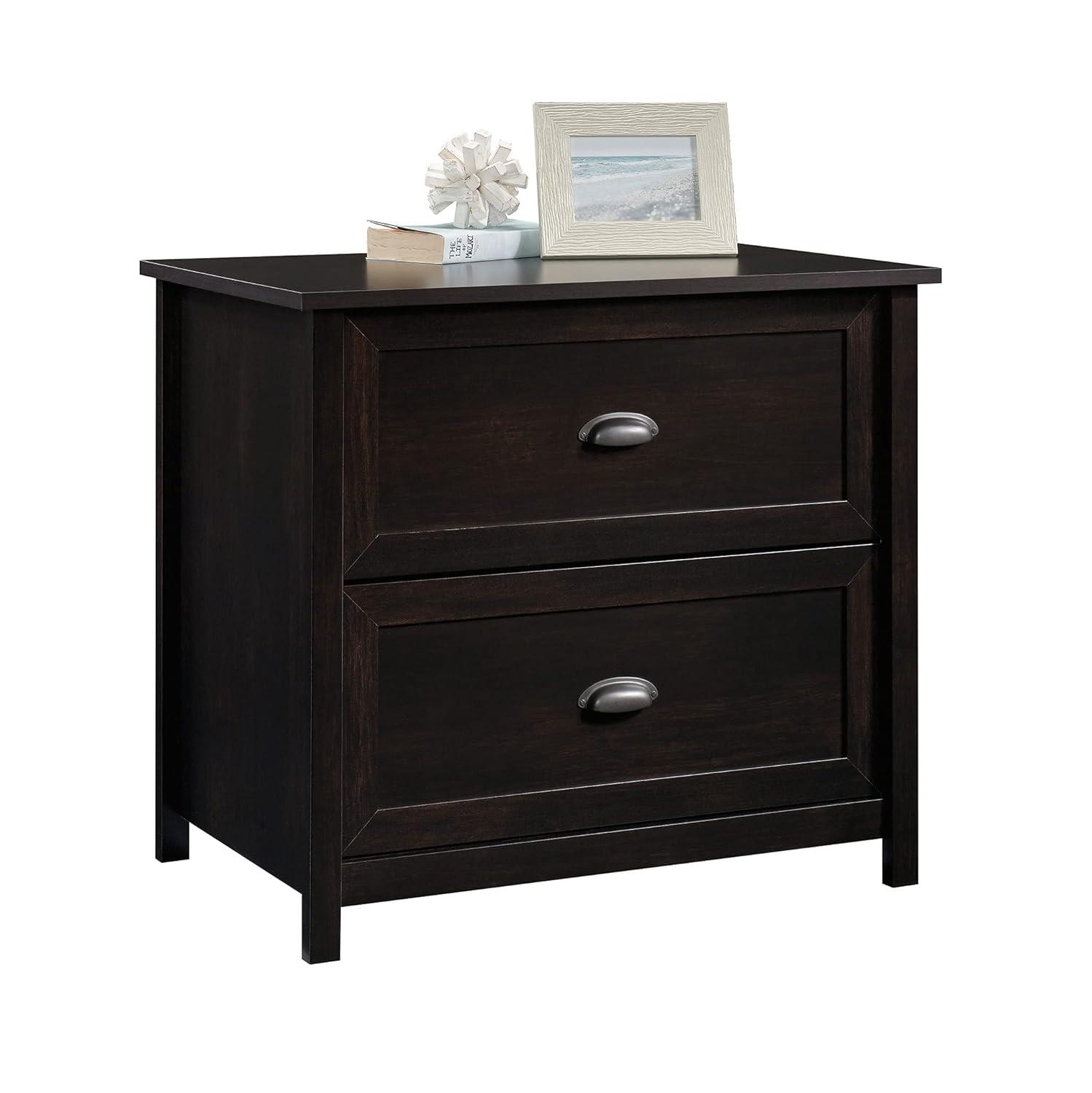2 Drawer County Line Lateral File Cabinet Estate Black - Sauder: Modern Style, MDF, Paper Laminate Surface