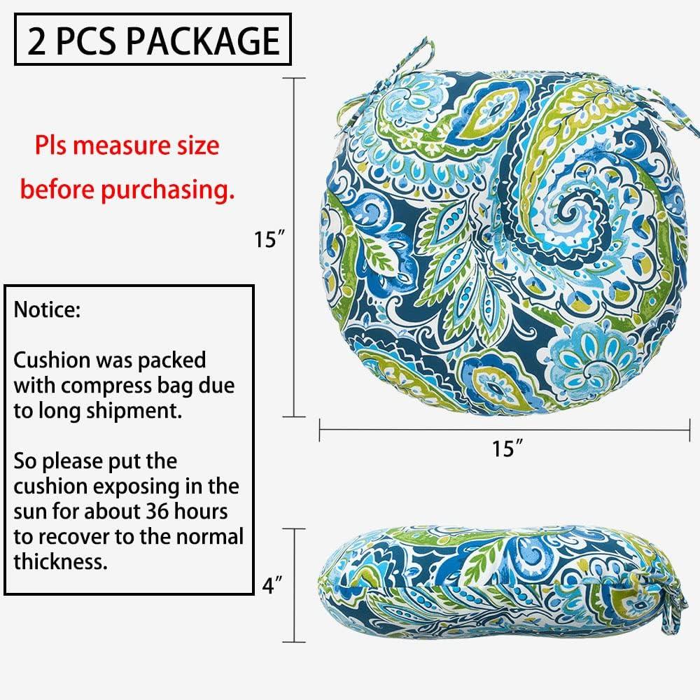 Paisley Lapis Green Round Waterproof Floor Pillows Set