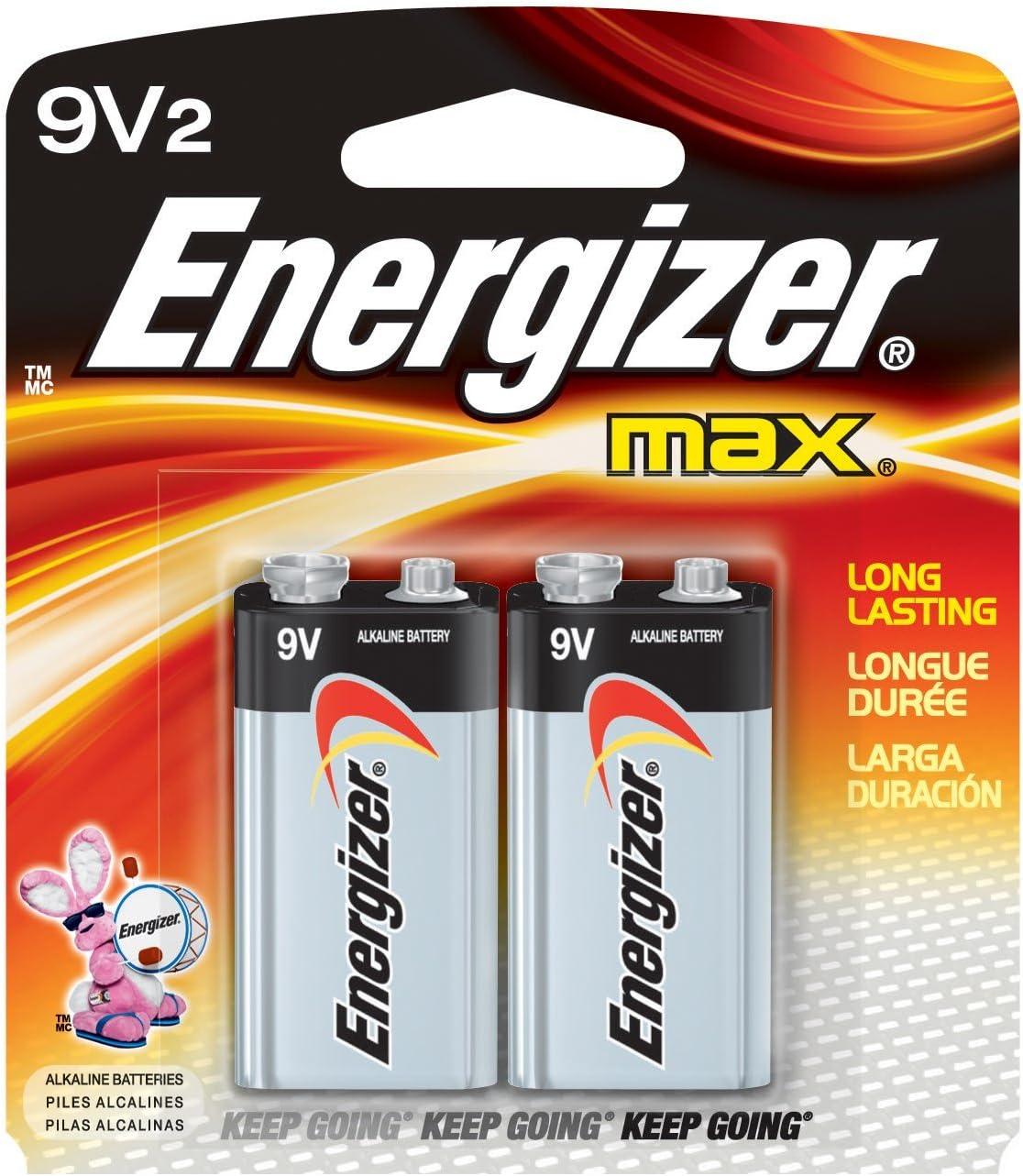 Energizer MAX 9V Long-Lasting Alkaline Batteries, 2-Pack