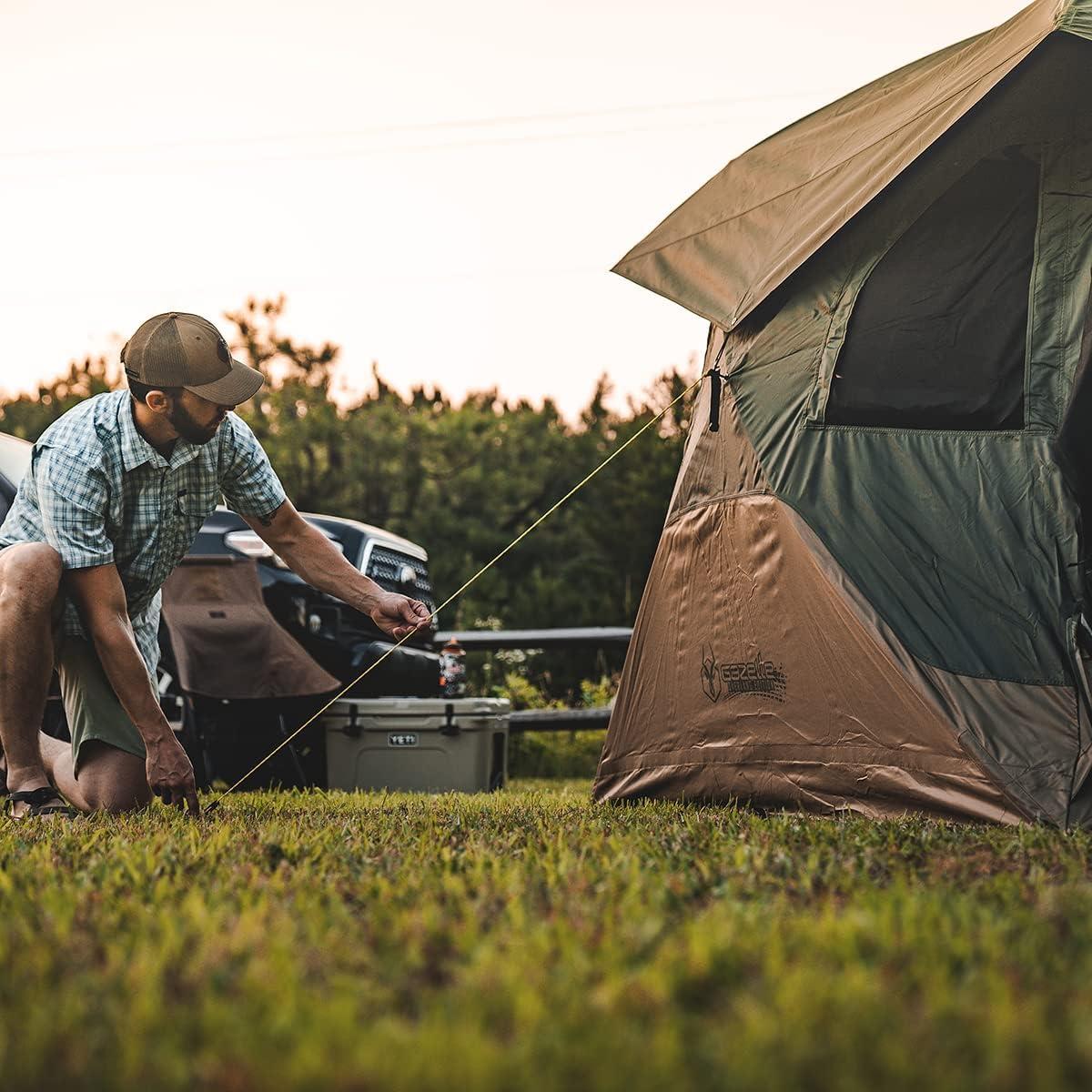 Gazelle T4 Overland Edition GT401GR Pop-Up Portable Camping Hub Tent, Easy Instant Set up in 90 Seconds, Alpine Green/Moss, 4-Person, Family, Overlanding