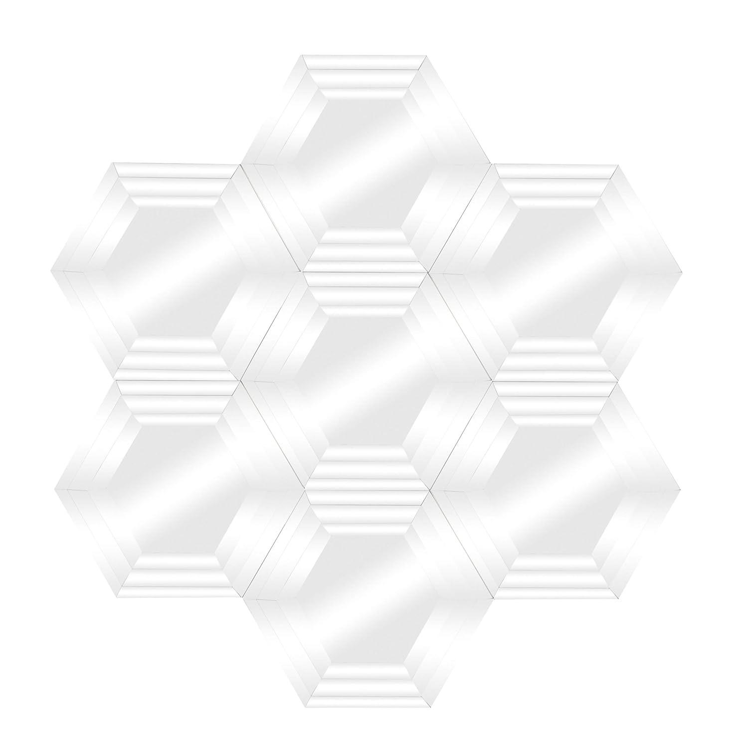 DecMode 39" x 41" Silver Honeycomb Shaped Geometric Wall Mirror