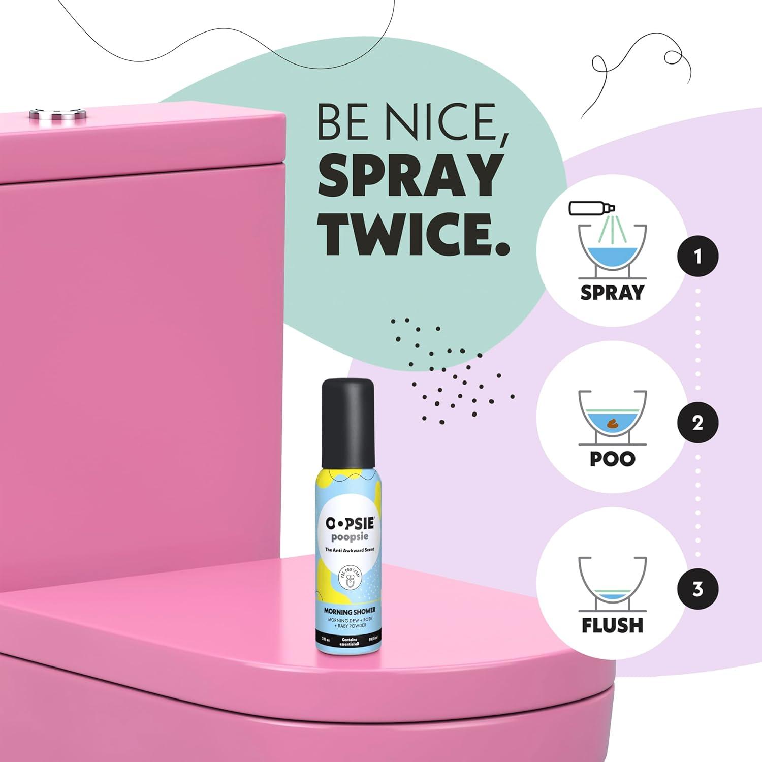 Toilet Spray Lemon Bergamot and Morning Shower Giftable 2 Pack Assorted Scents 2oz