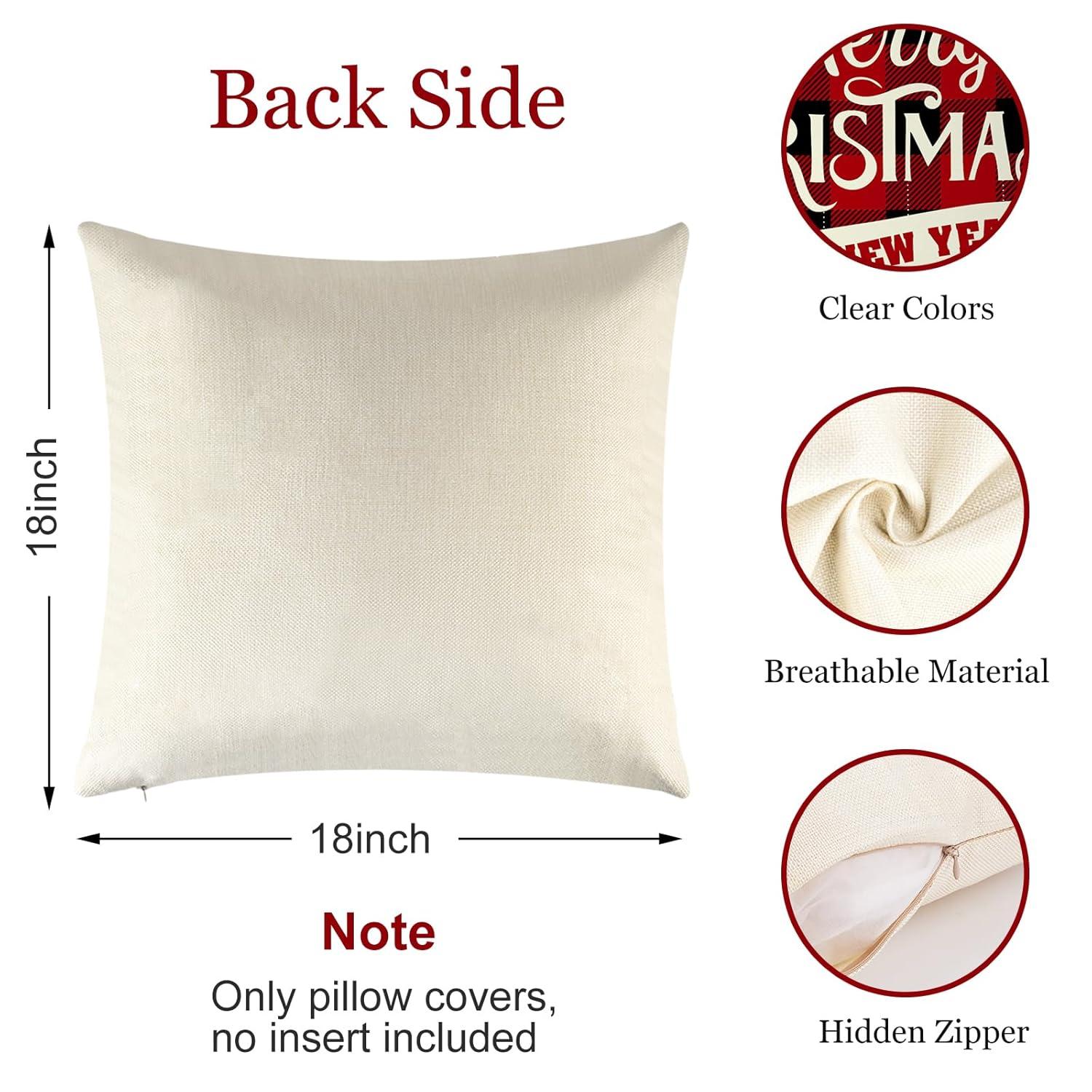 Christmas Pillow Covers 18x18 Set of 4 - Red Black Buffalo Check Plaid Decor - Indoor Outdoor Xmas Throw Pillow Cases for Sofa Couch