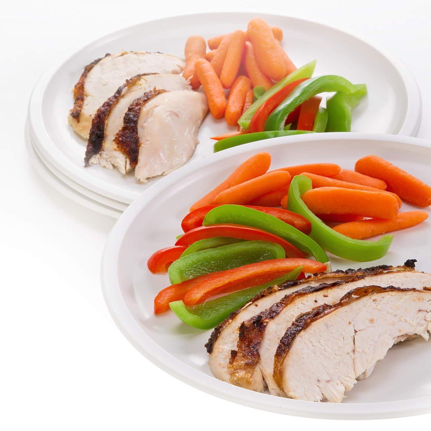 White Round Microwave-Safe Hard Plastic Plates, Set of 4