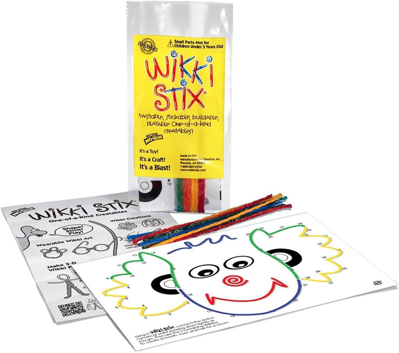 Wikki Stix Birthday Fun Favors, pack of 20 individual fun favors, each with 12 Wikki Stix and a birthday themed play sheet, Made in the USA