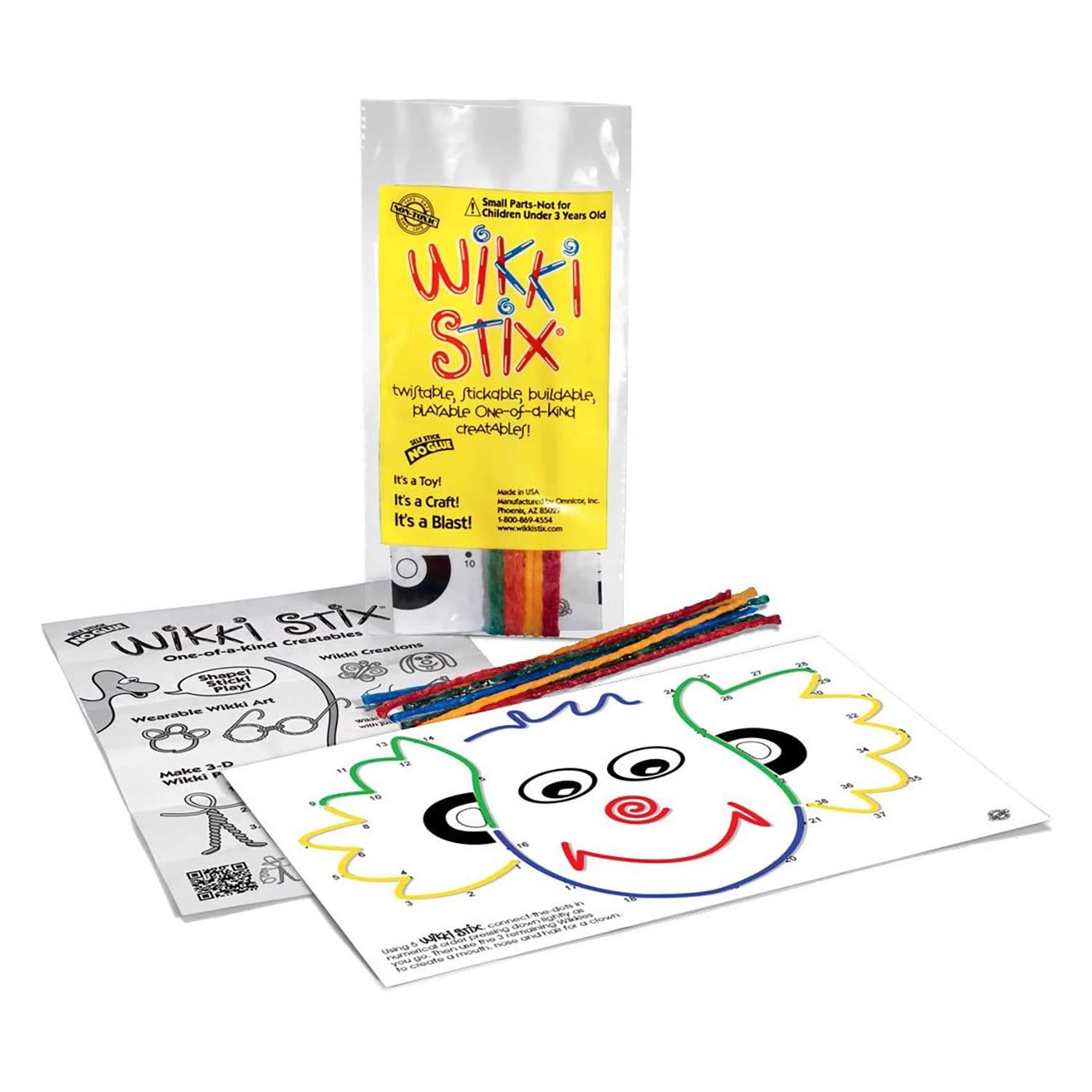 Wikki Stix Birthday Fun Favors, pack of 20 individual fun favors, each with 12 Wikki Stix and a birthday themed play sheet, Made in the USA