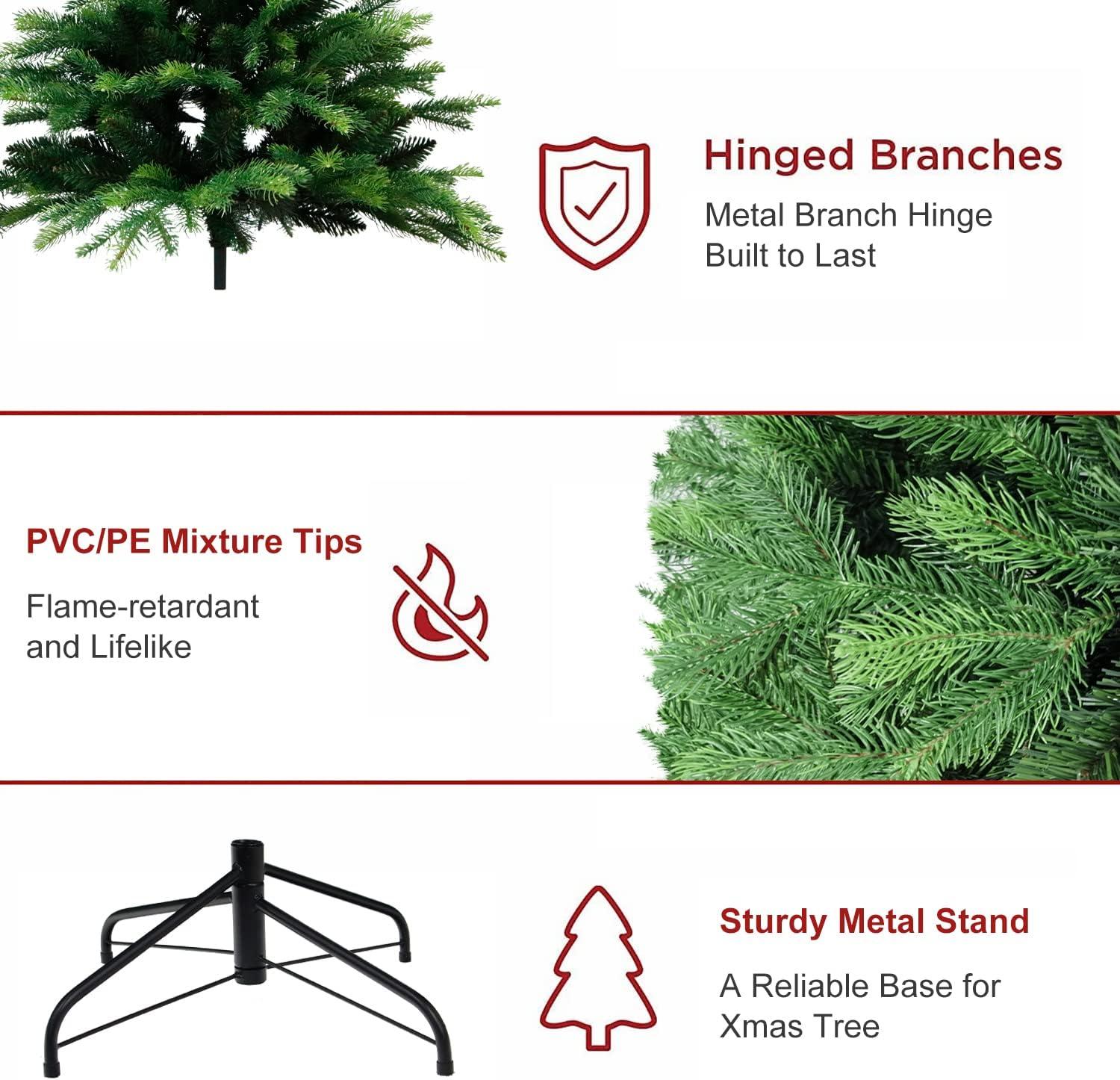 Bringstar 5FT Unlit Artificial Christmas Tree, Green Xmas Tree with 308 Tips and Folding Metal Stand, for Indoor Holiday Decoration