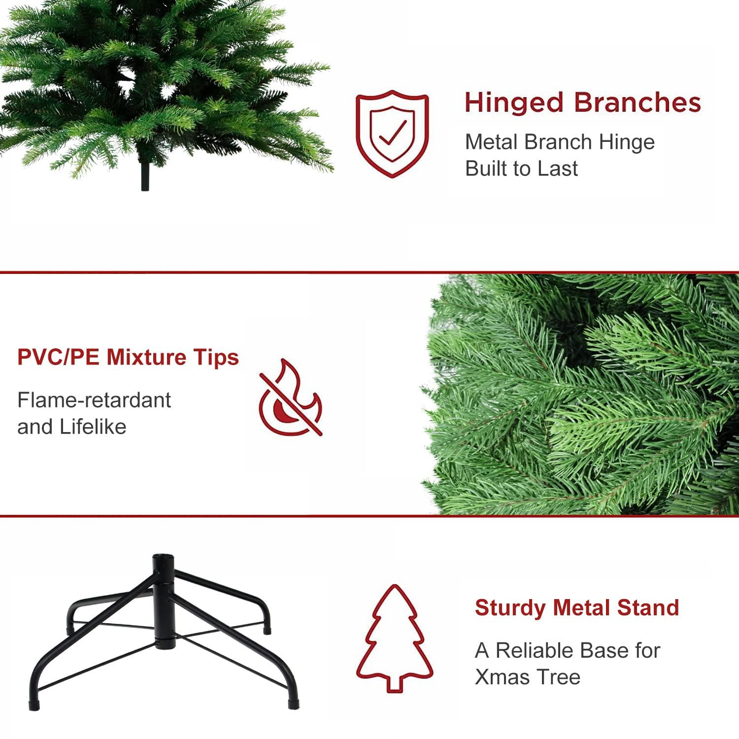 Bringstar 5FT Unlit Artificial Christmas Tree, Green Xmas Tree with 308 Tips and Folding Metal Stand, for Indoor Holiday Decoration