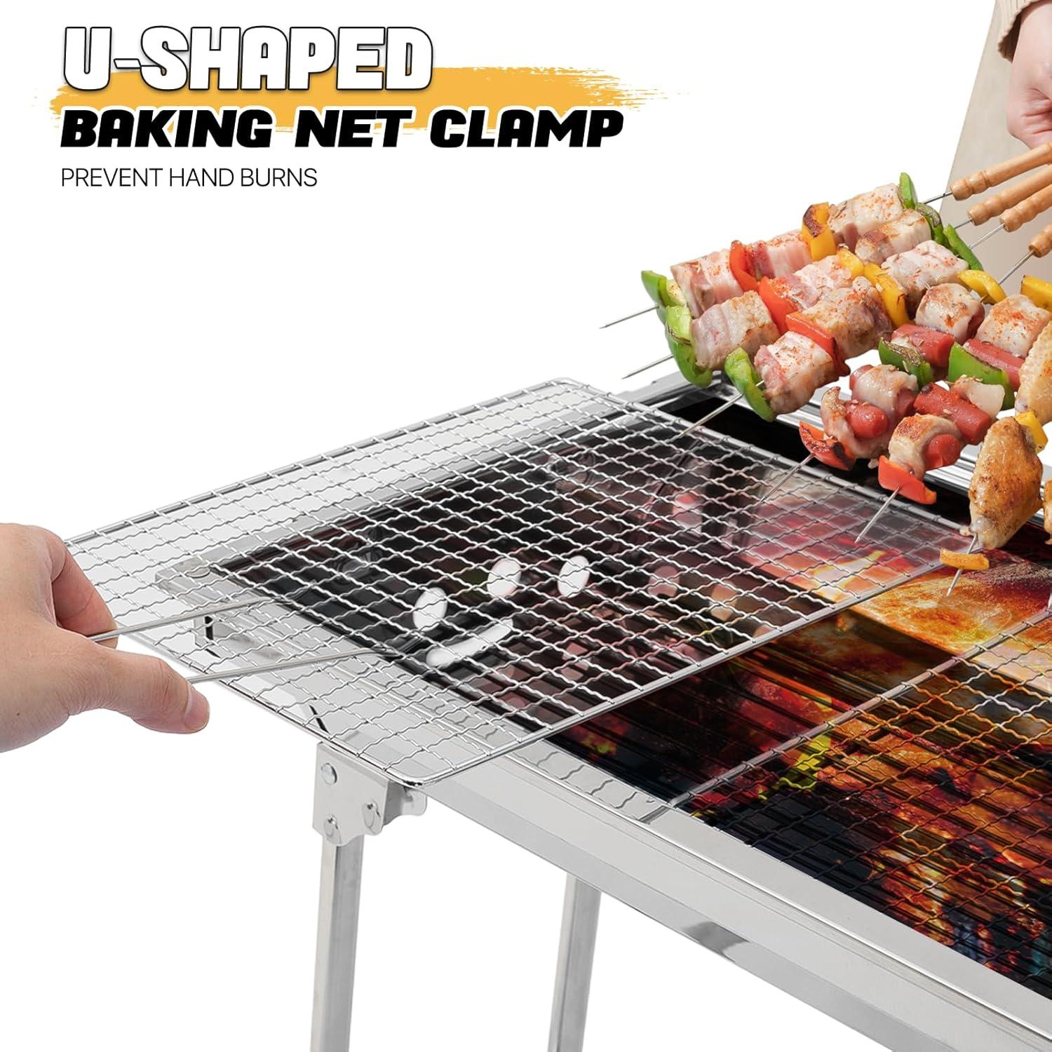 Foldable Charcoal Barbecue Grill Portable Stainless Steel Camping Picnic Cooker