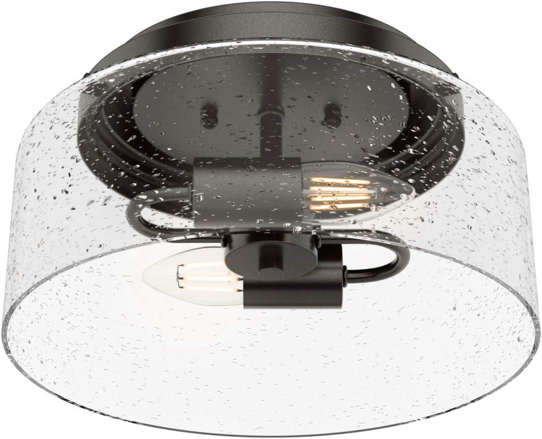 Hartland Noble Bronze Seeded Glass 11.5" LED Flush Mount Light