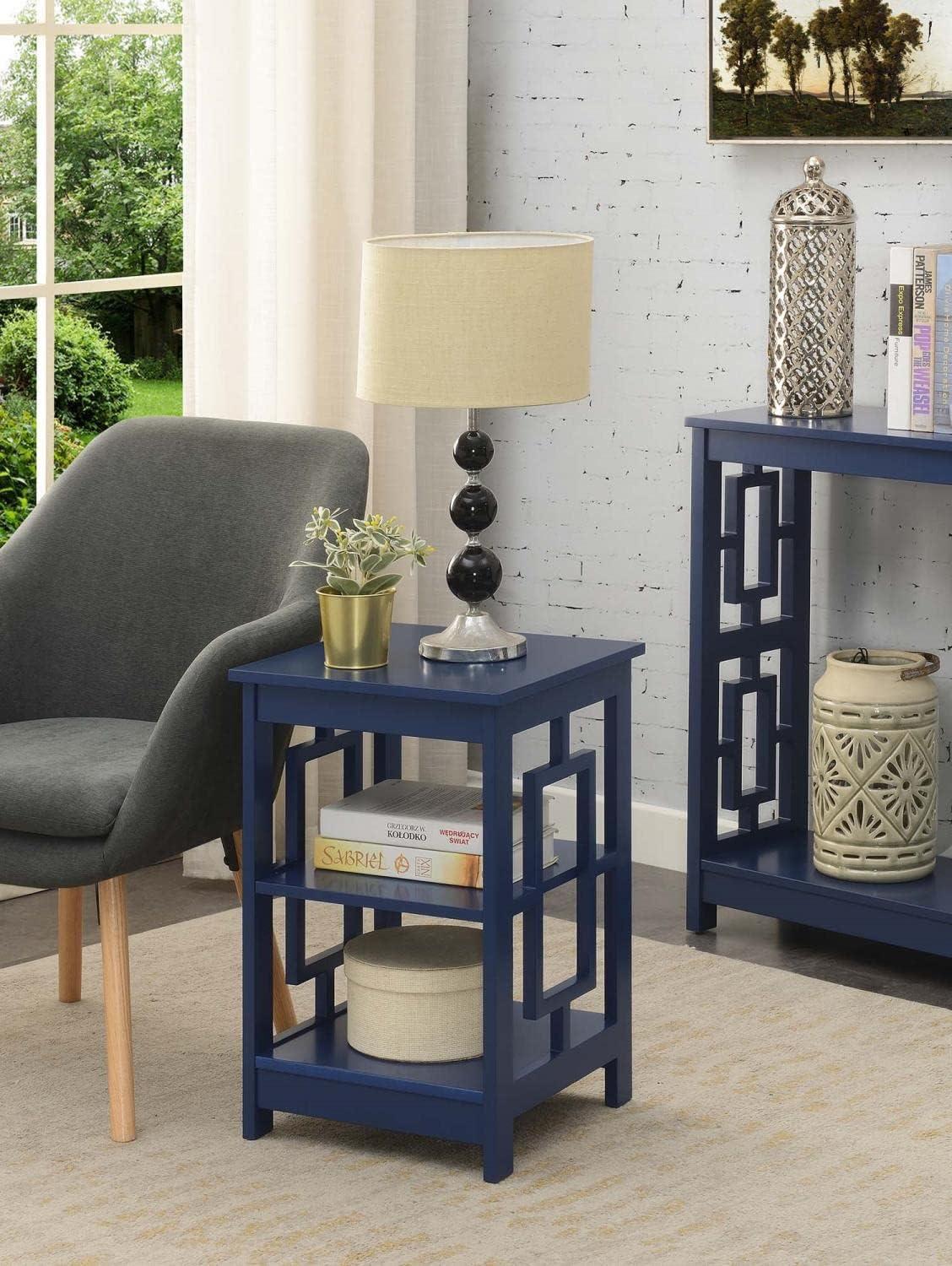 Convenience Concepts Town Square End Table with Shelves, Cobalt Blue