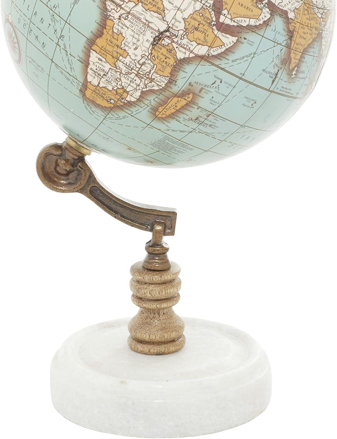 Teal Abstract Marble Base 14" Decorative Globe