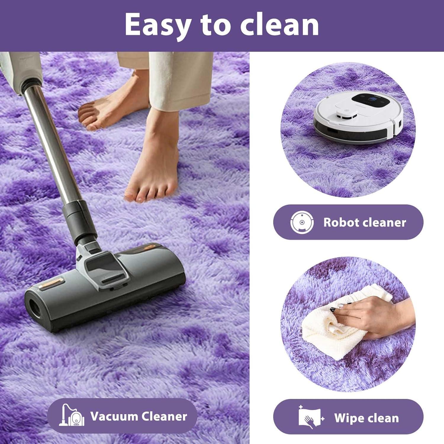 Noahas Fluffy Shaggy Rugs, 5x8 Feet Purple Plush Rugs for Girls Bedroom, Soft Kids Room Carpets, Large Bedside Rug, Upgrade Non-Slip Rugs for Children Nursery Dorm Home Decor, Purple