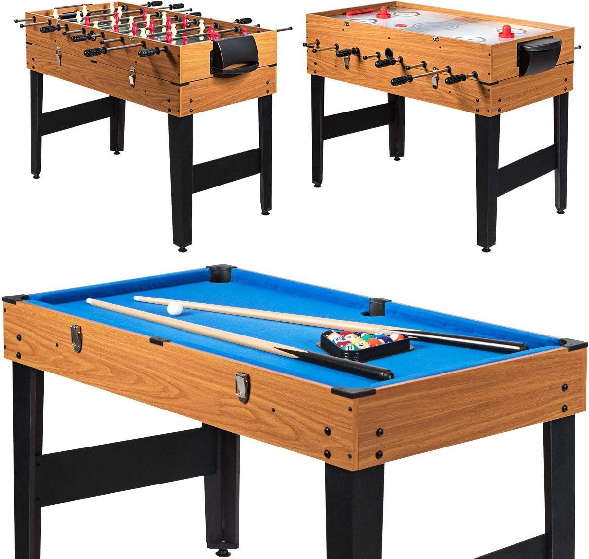 Gymax 48'' 3-In-1 Multi Combo Game Table Foosball Soccer Billiard Slide Hockey For Kids