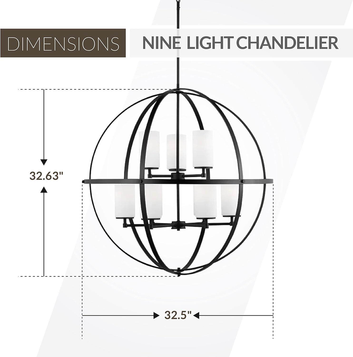 Generation Lighting Alturas 9 -Light Matte Black Modern/contemporary For Use in Dining Rooms, Foyers, Living Rooms Chandelier