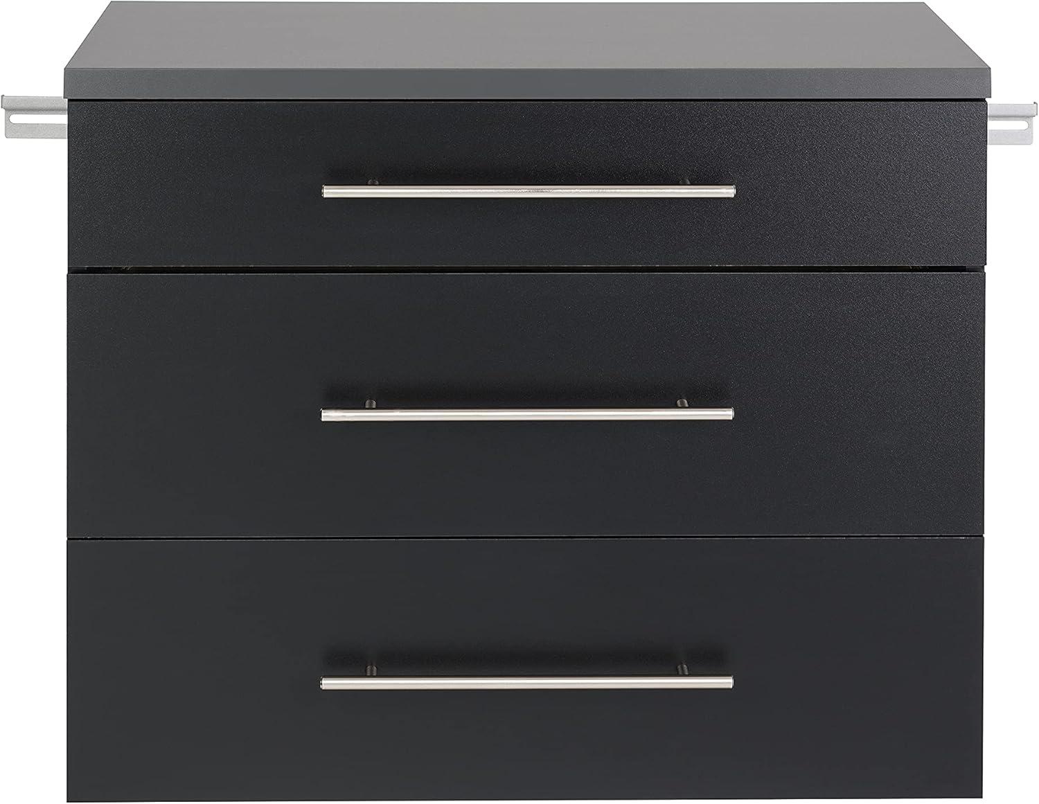 Versatile Wall-Mounted Black Laminated Composite Wood 3-Drawer Cabinet