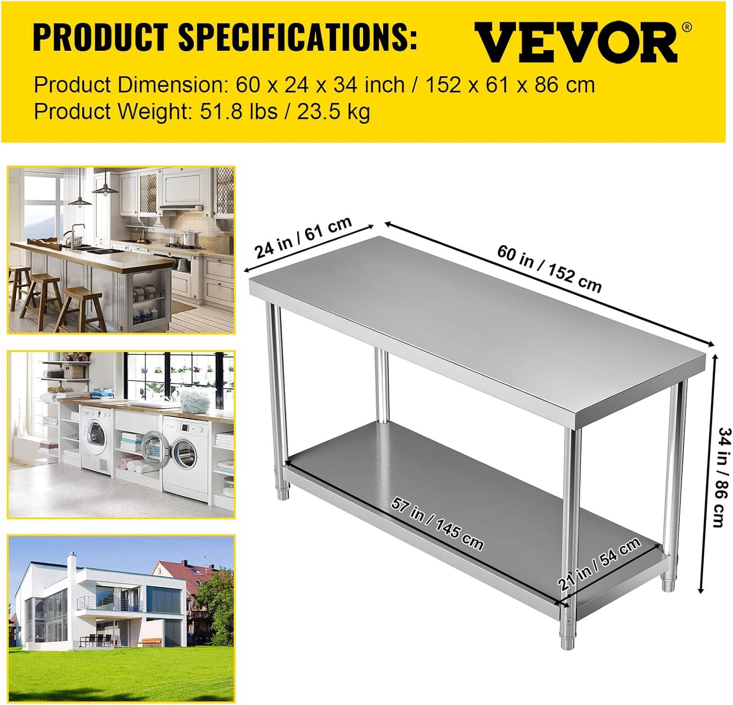 Prep & Savour Demnan Metal Top Workbench