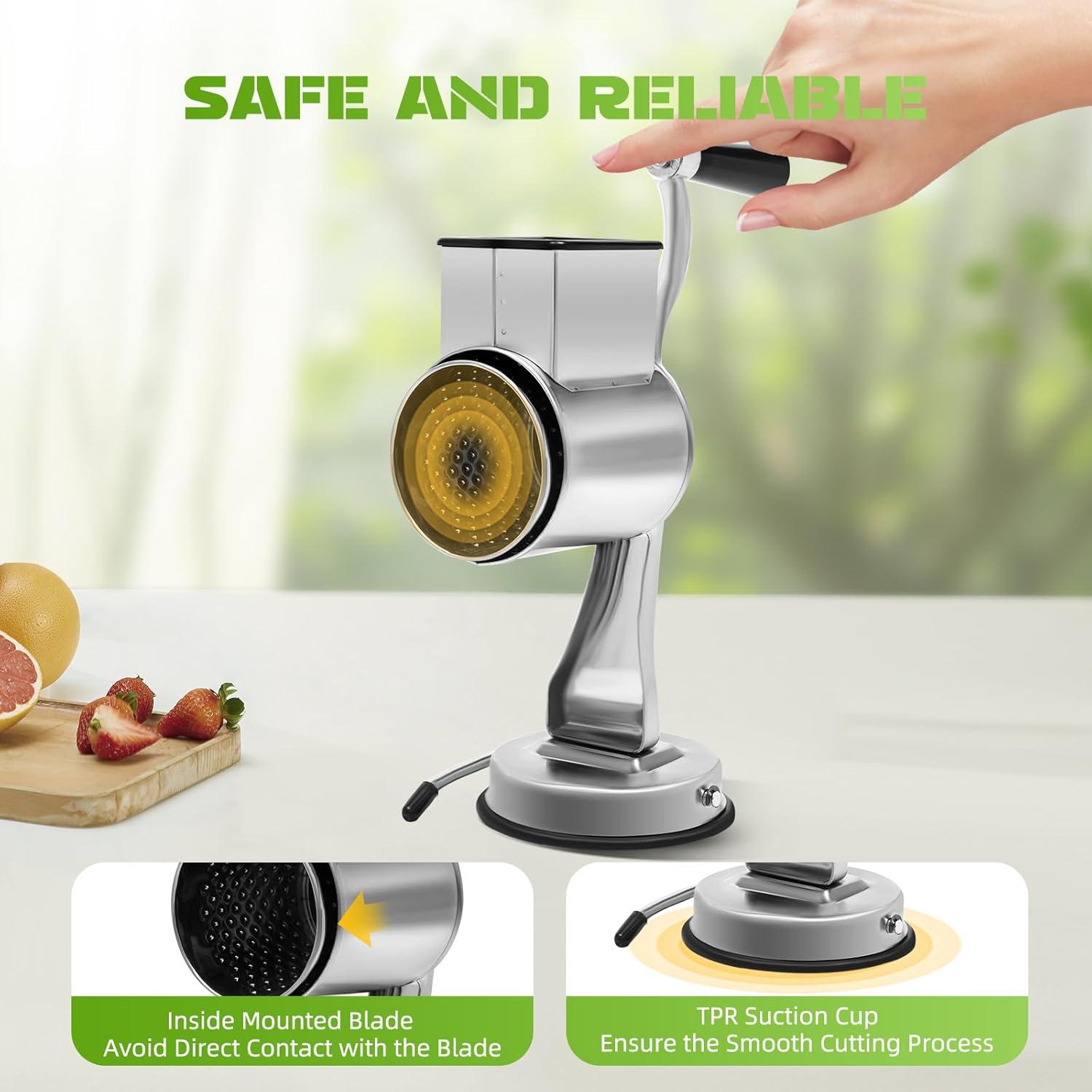 Stainless Steel Rotary Cheese Grater Hand Drum Slicer Crank Vegetable Chopper