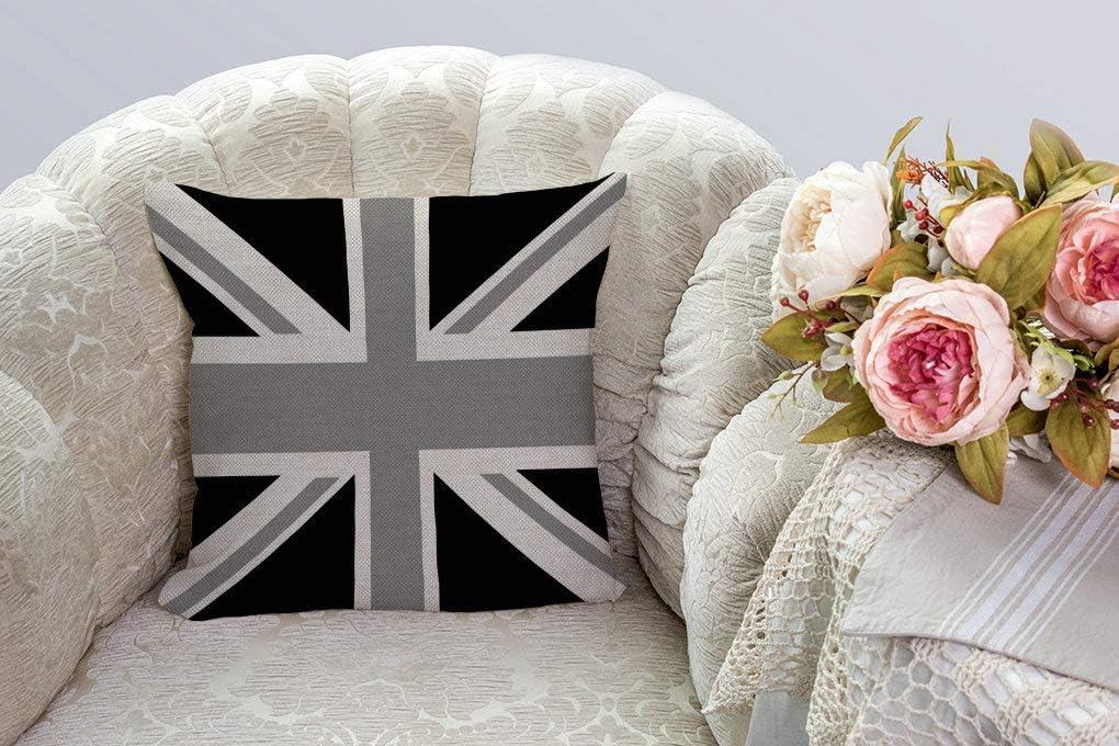 Farmhouse Black and White Union Jack Cotton Pillow Cover, 18" x 18"