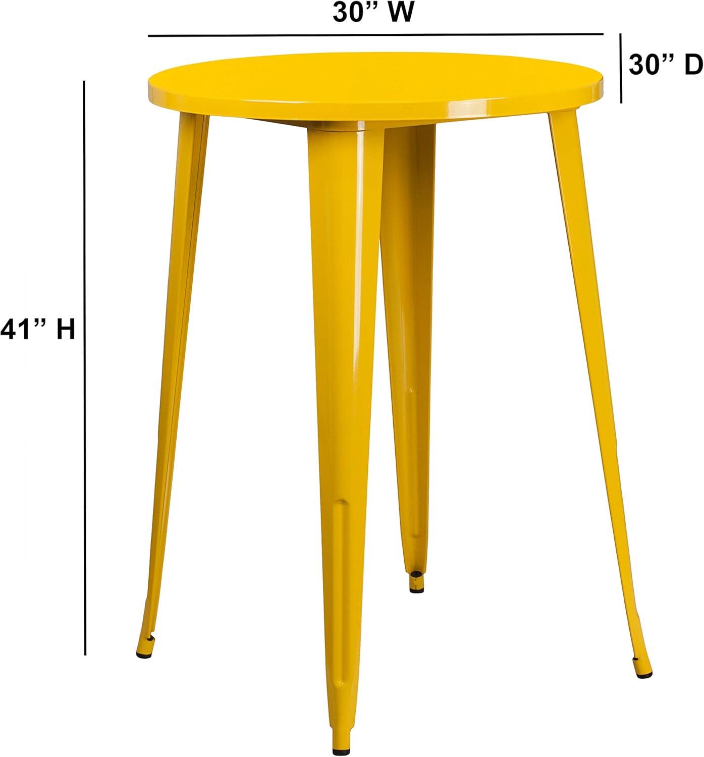 Emma and Oliver Commercial Grade 30" Round Yellow Metal Indoor-Outdoor Bar Height Table