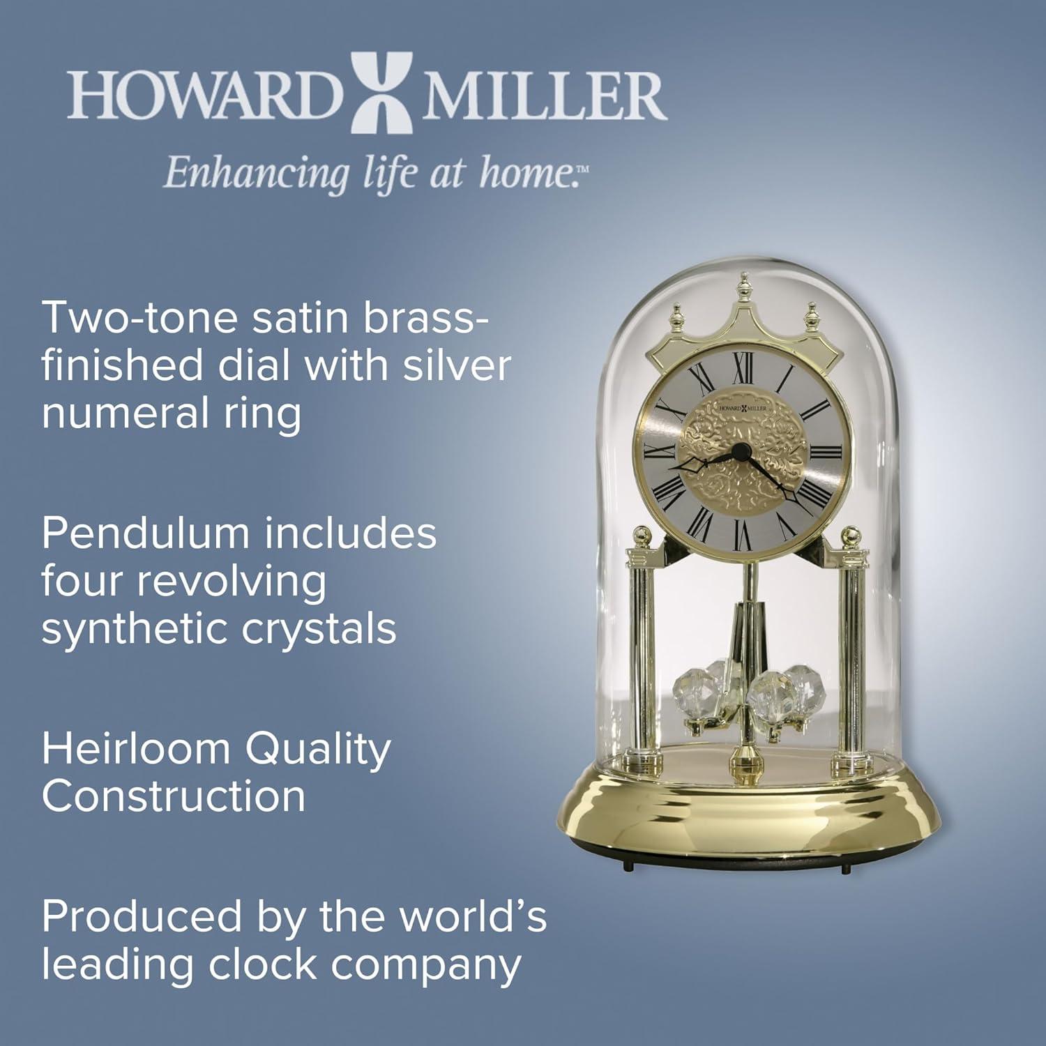 Howard Miller® Christina Glam Roman Numeral Quartz Movement / Crystal Tabletop Clock in Polished Brass