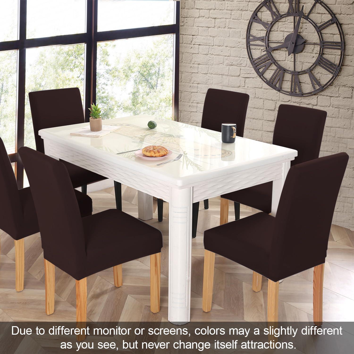 Dining Room Chair Covers Slipcovers Set of 4, Spandex Super Fit Stretch Removable Washable Kitchen Parsons Chair Covers Protector(coffee color1)