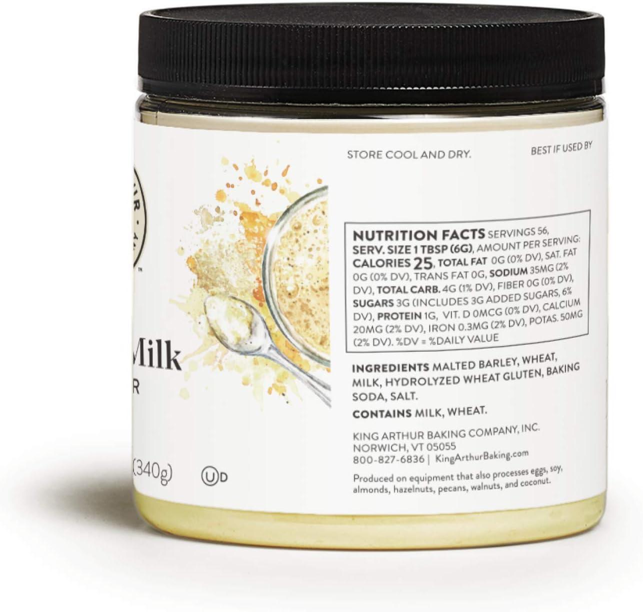 King Arthur Malted Milk Powder: Premium Baking Ingredient for Classic Diner-Style Sweetness, Ideal for Milkshakes, Pancakes, and Waffles - 12 oz Jar of Authentic Malt Flavor Enhancer
