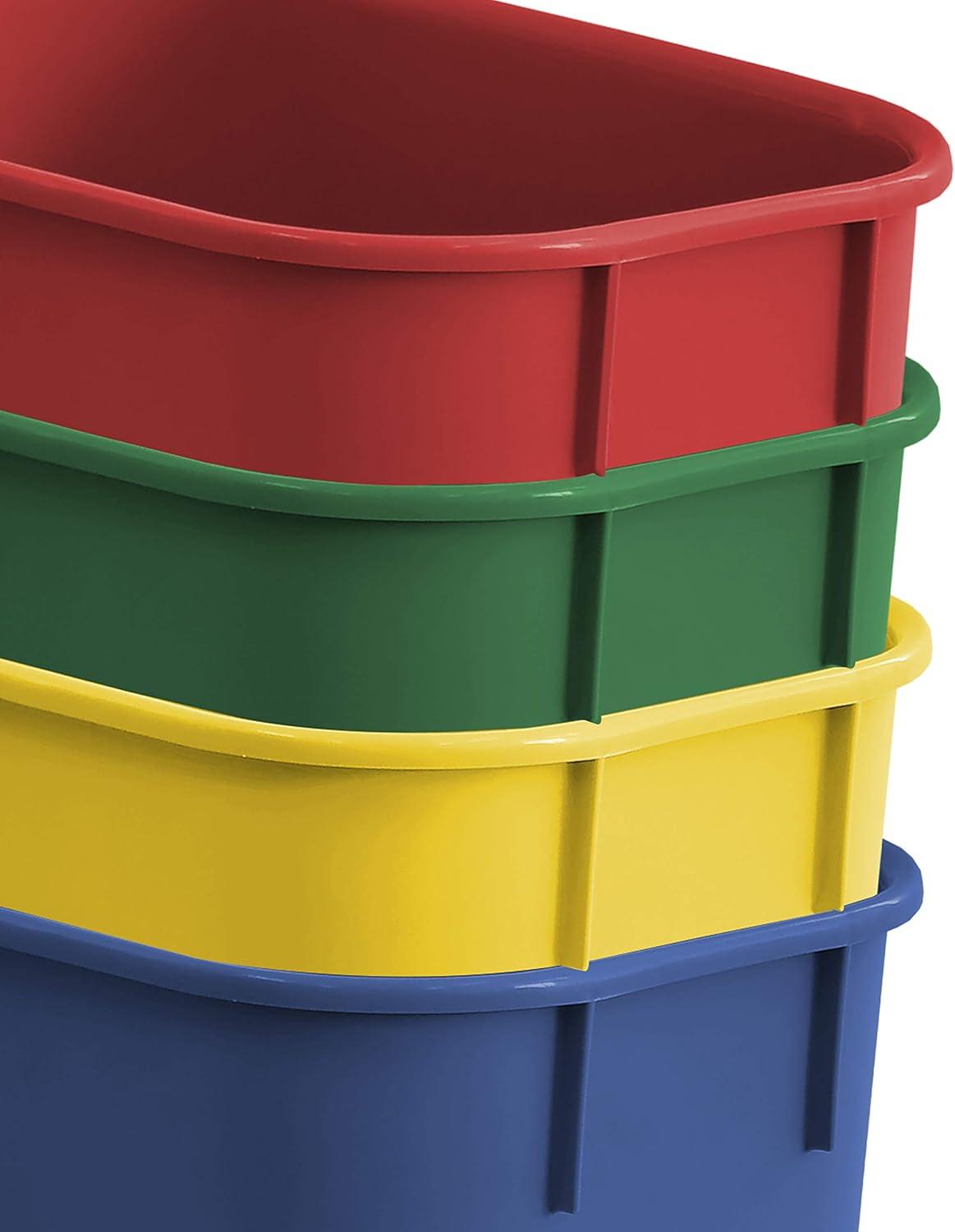 Acrimet Wastebasket Bin for Recycling 13QT (Plastic) (Blue Yellow Red Green) (Set of 4)