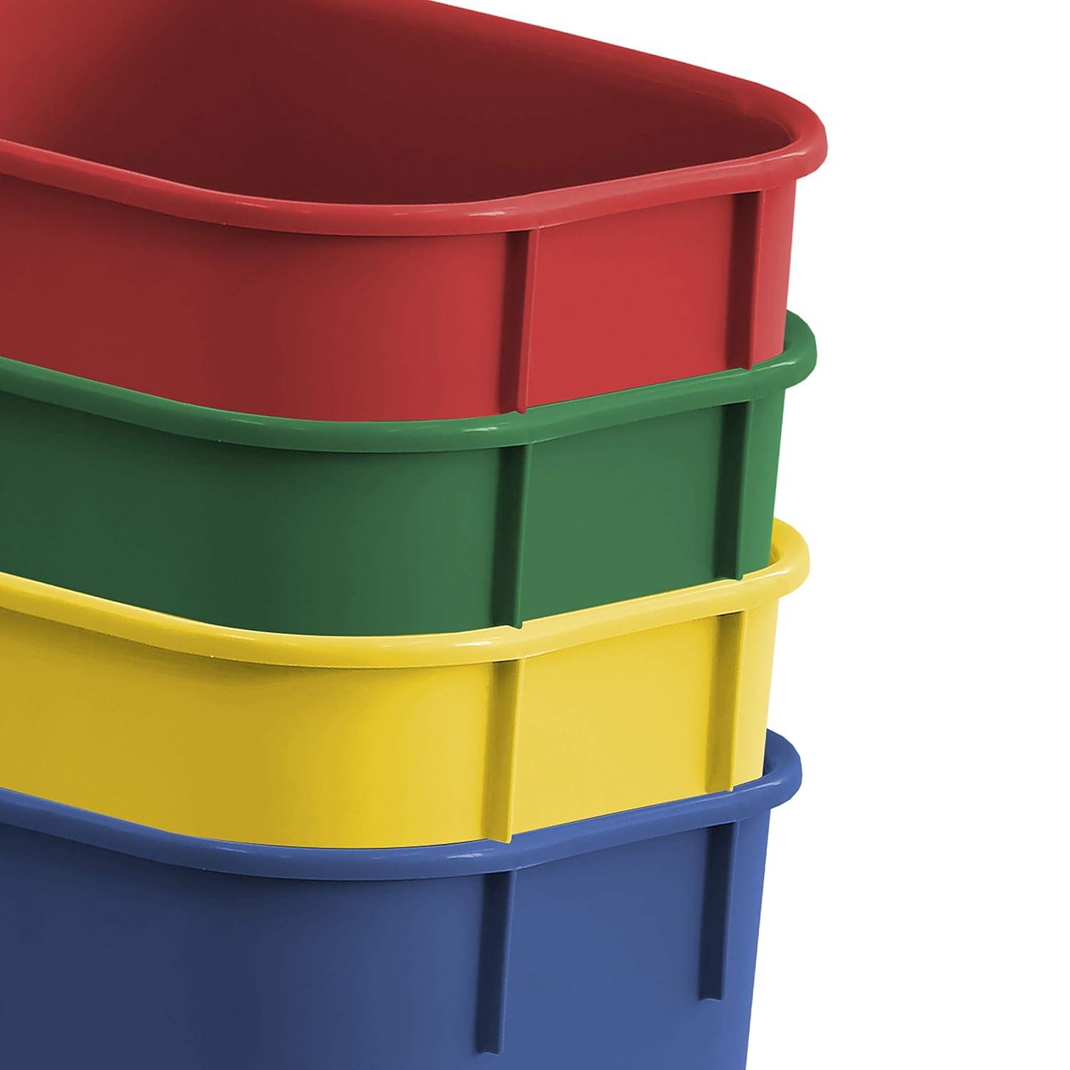 Acrimet Wastebasket Bin for Recycling 13QT (Plastic) (Blue Yellow Red Green) (Set of 4)