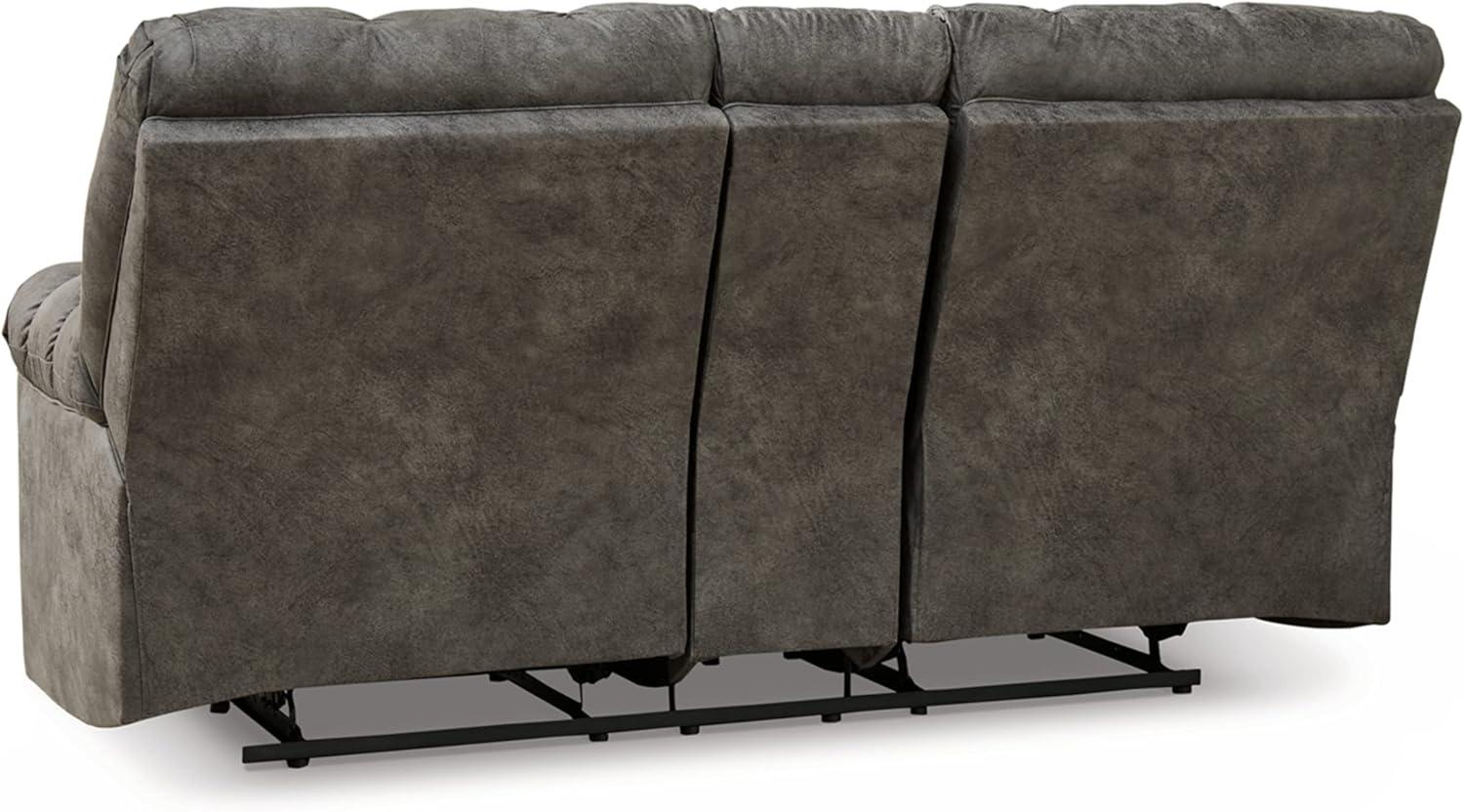 Nut Brown Faux Leather Reclining Loveseat with Cup Holder