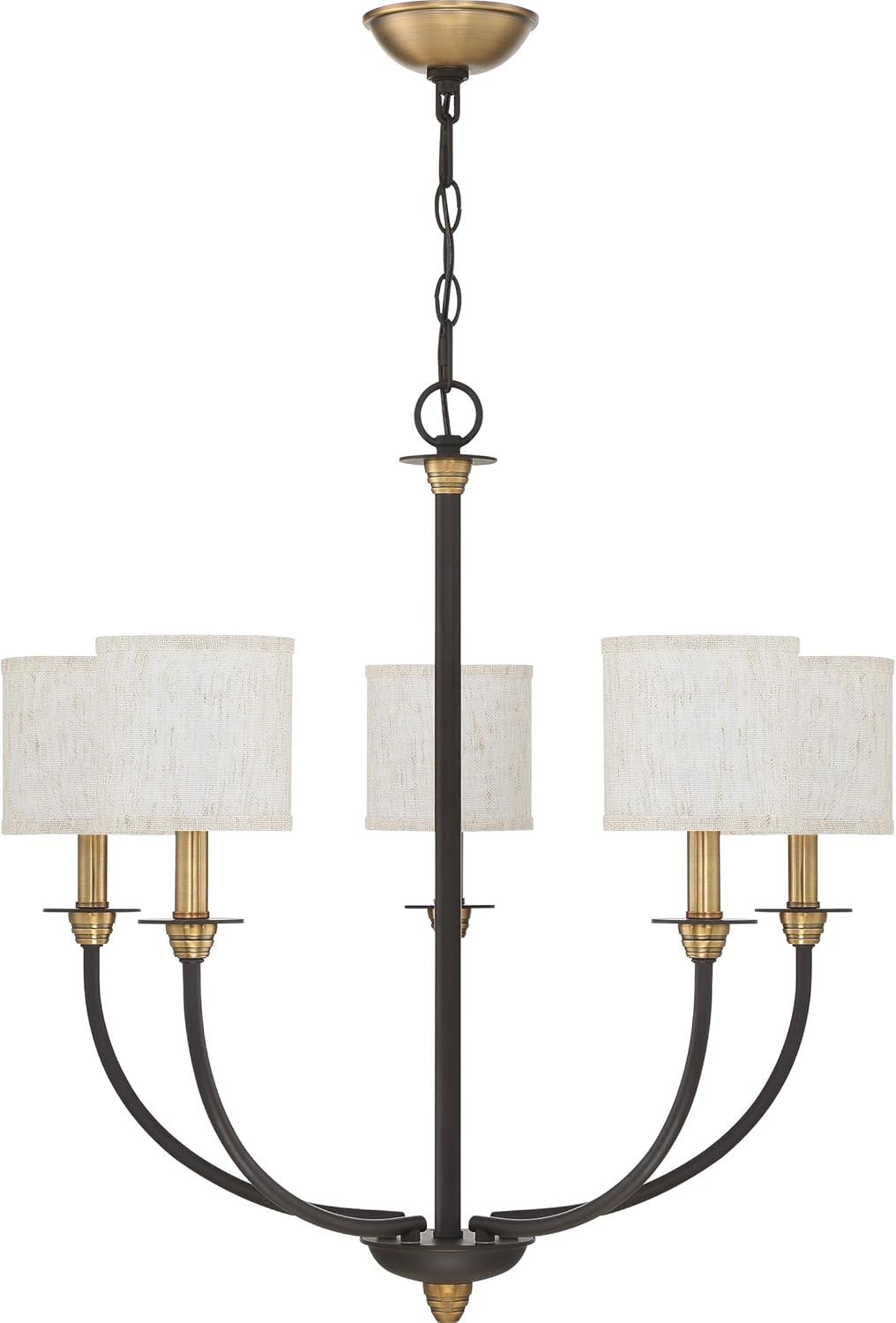 Audley 26'' Bronze and Gold 5-Light Linen Chandelier