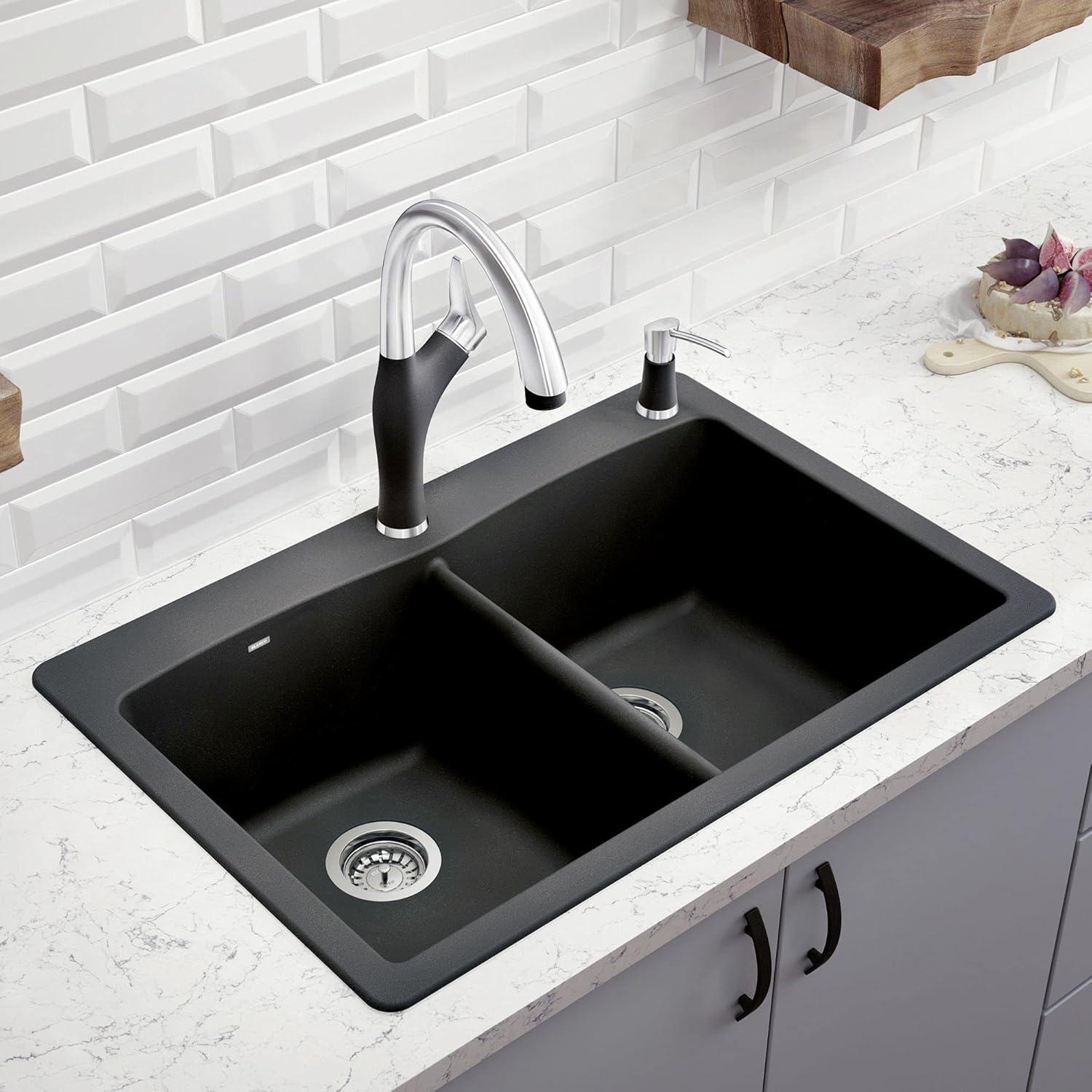 Diamond SILGRANIT 33" L x 22" W Double Bowl Drop-In/Undermount Kitchen Sink