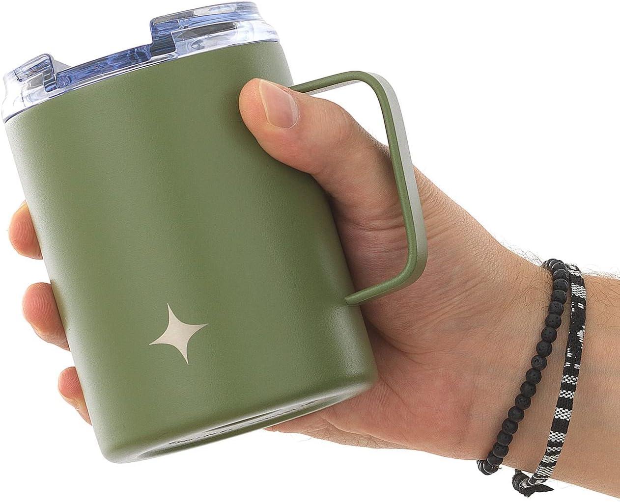 JoyJolt Coffee Mug with Handle and Flip Lid, 12oz.