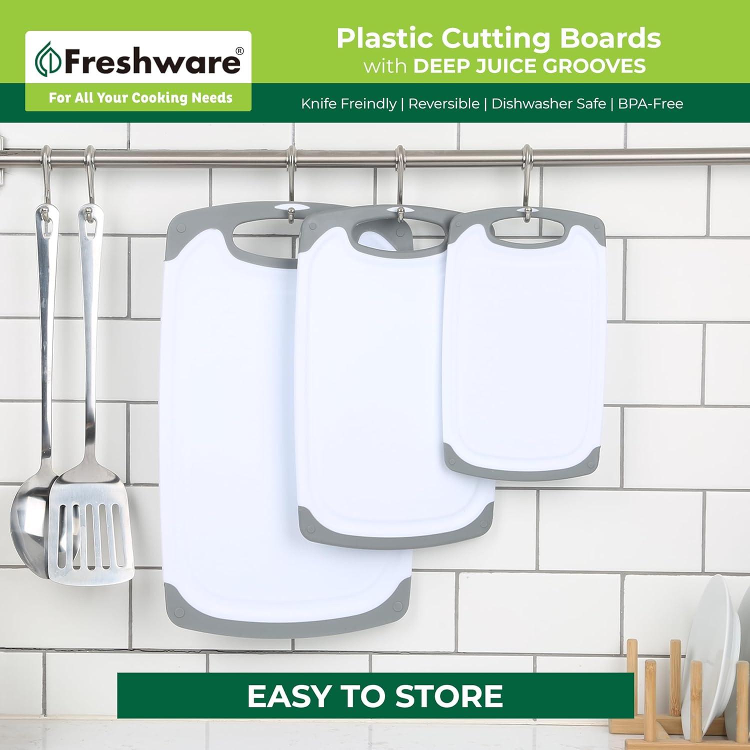 Freshware Plastic Cutting Boards For Kitchen (3-Piece)