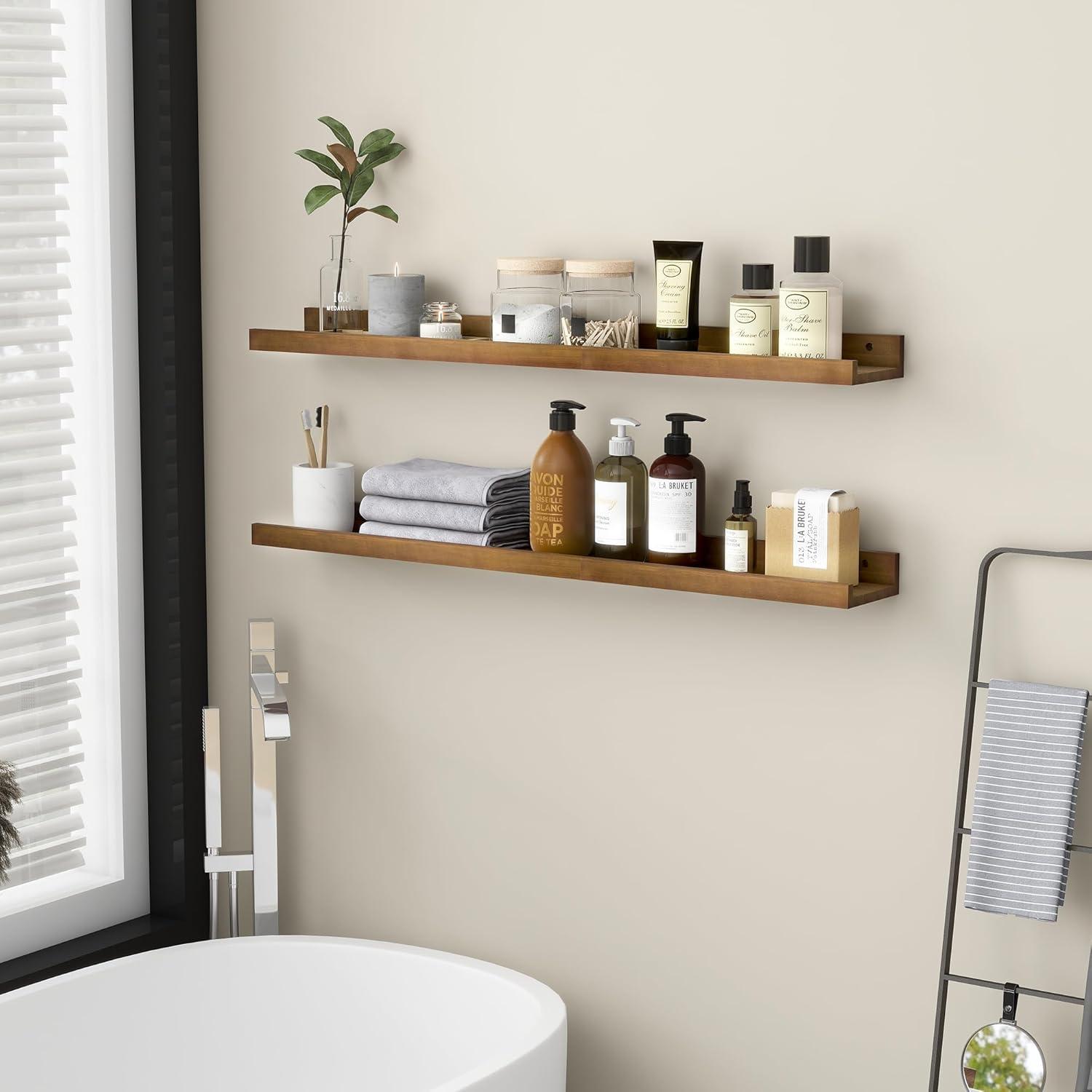 Melpomeni 2 Piece Solid Wood Floating Shelf