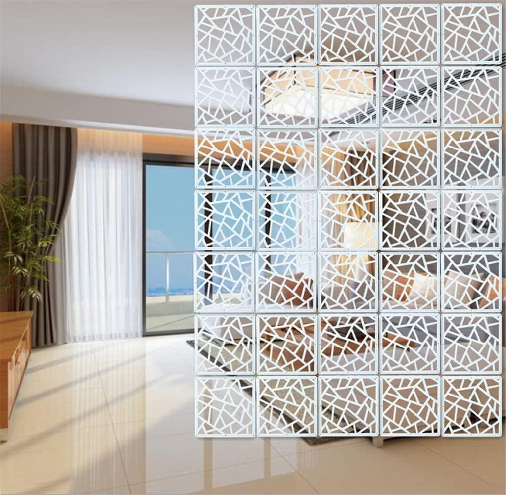 12Pcs White Hanging Room Divider,Wood-Plastic Room Divider DIY Panel Screens Partition Wall Dividers Room Decoration with All Accessories 11.4x11.4 Inch