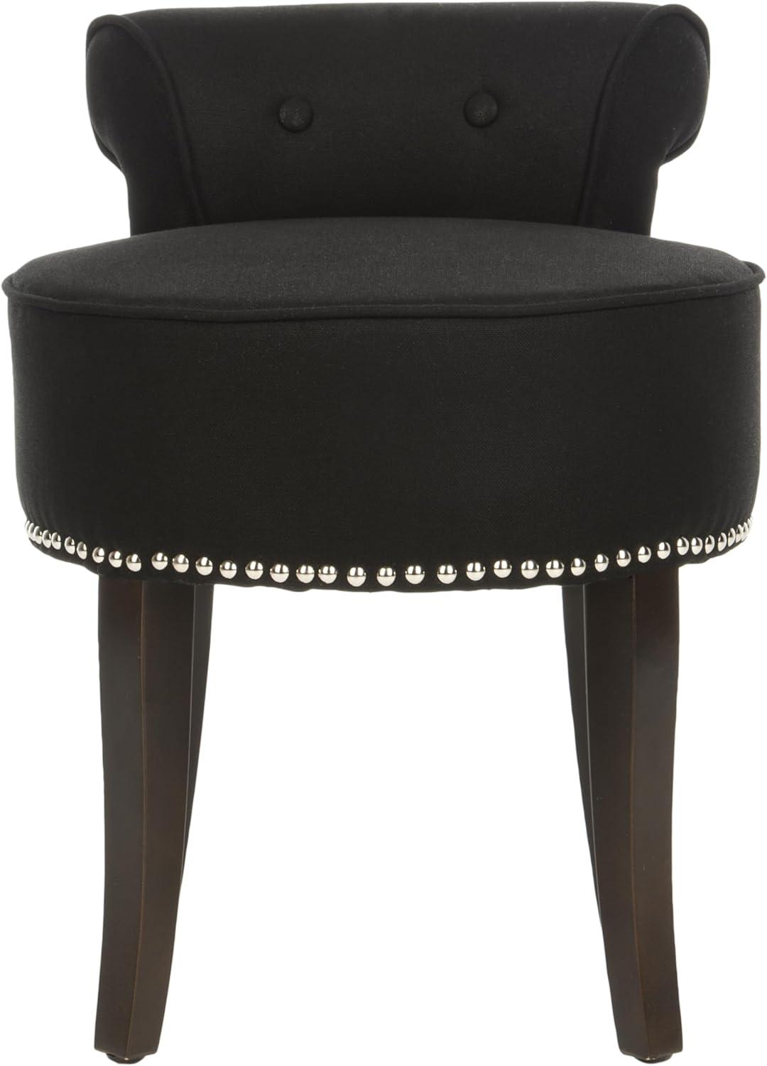 Safavieh Georgia Birch Wood Vanity Stool in Black