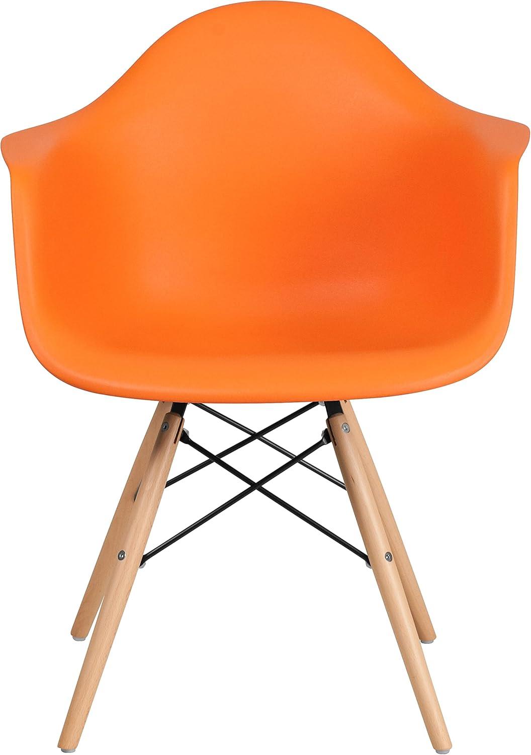 Flash Furniture Alonza Series Plastic Chair with Arms and Wooden Legs