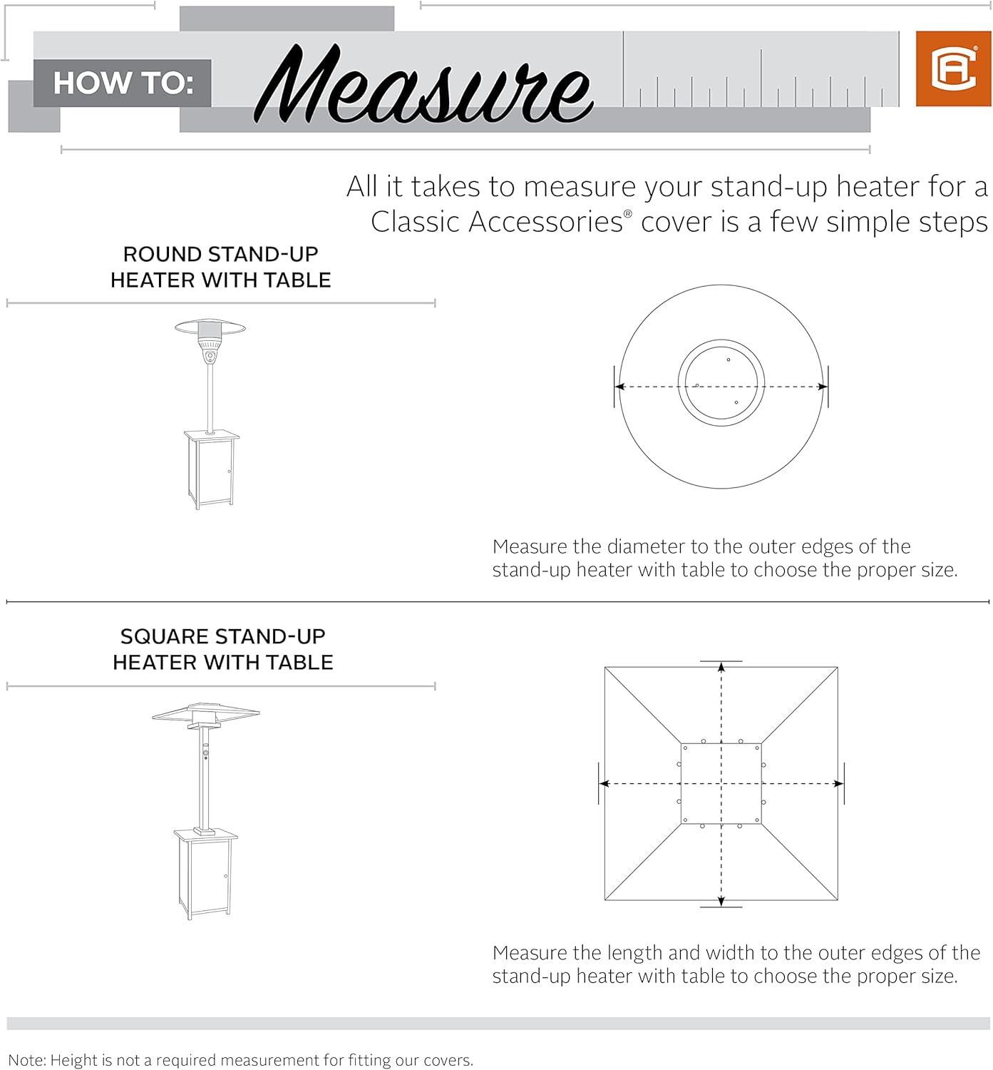 Classic Accessories Veranda™ Calentador de Patio Redondo con Cubierta de Mesa - Cubierta Exterior Resistente Al Agua (55-995-015101-00)
