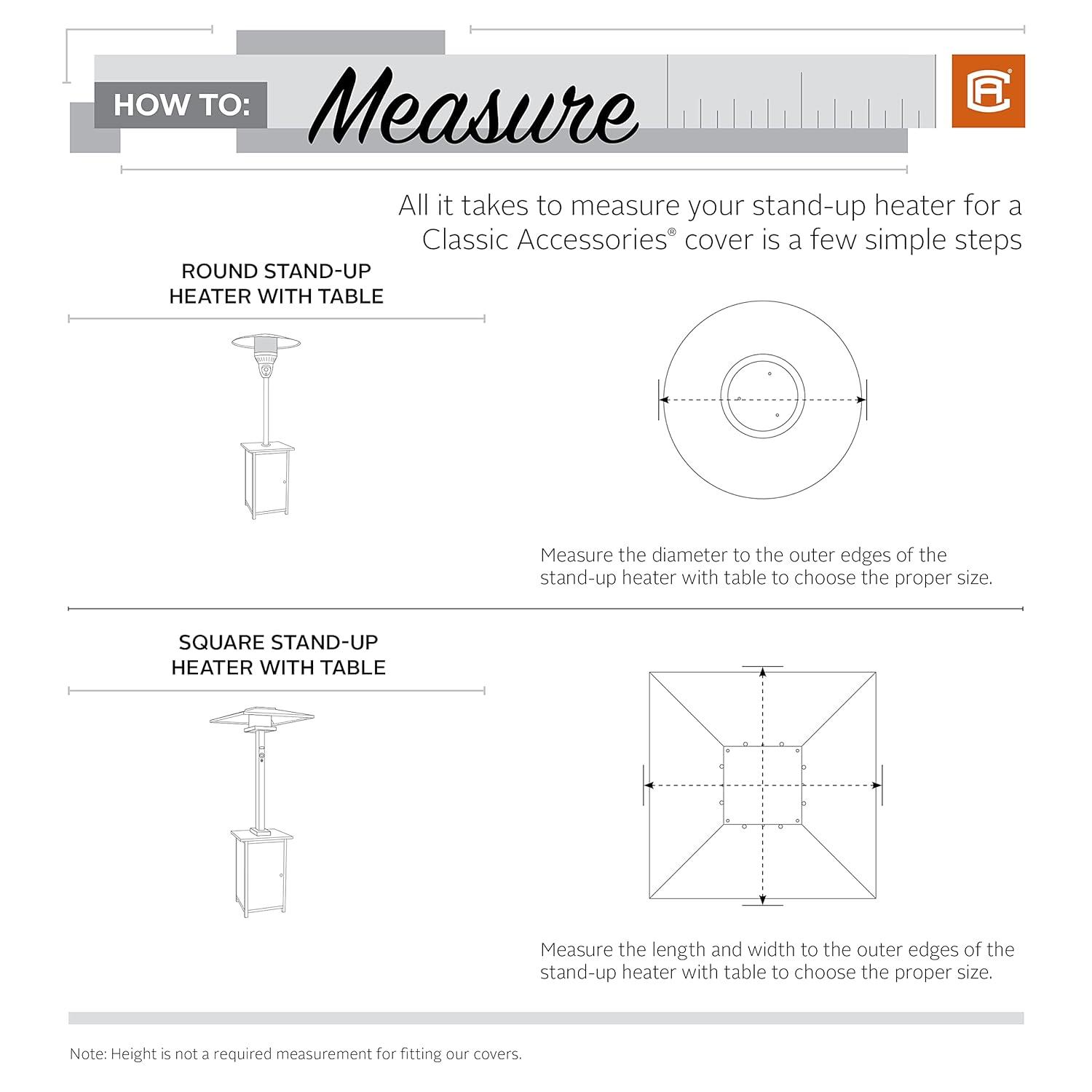 Classic Accessories Veranda™ Calentador de Patio Redondo con Cubierta de Mesa - Cubierta Exterior Resistente Al Agua (55-995-015101-00)