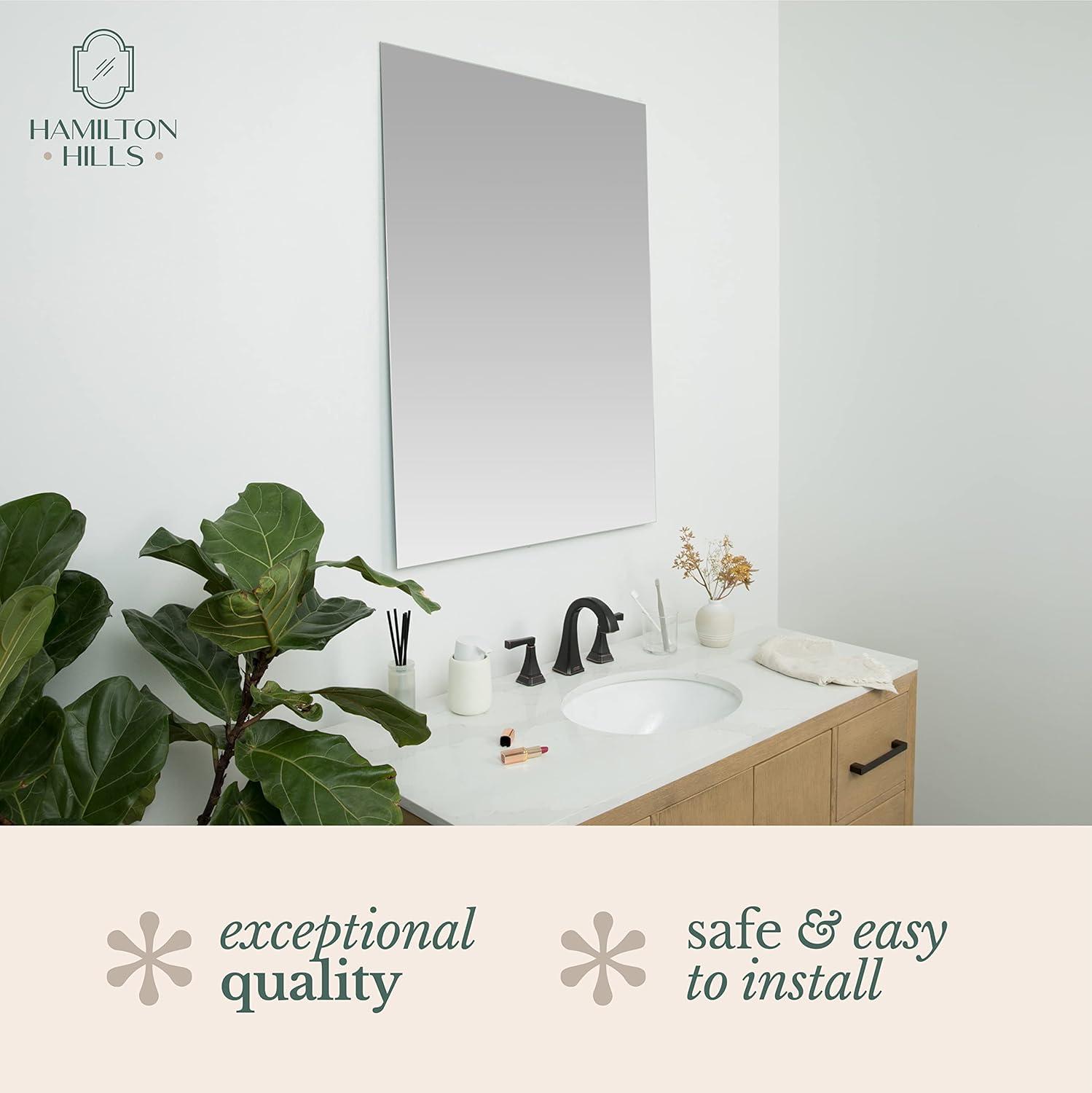 Hamilton Hills New Frameless Lightweight Beveled Mirror 30" x 40 Wall Mirror for Bathroom Vanity with Bevel