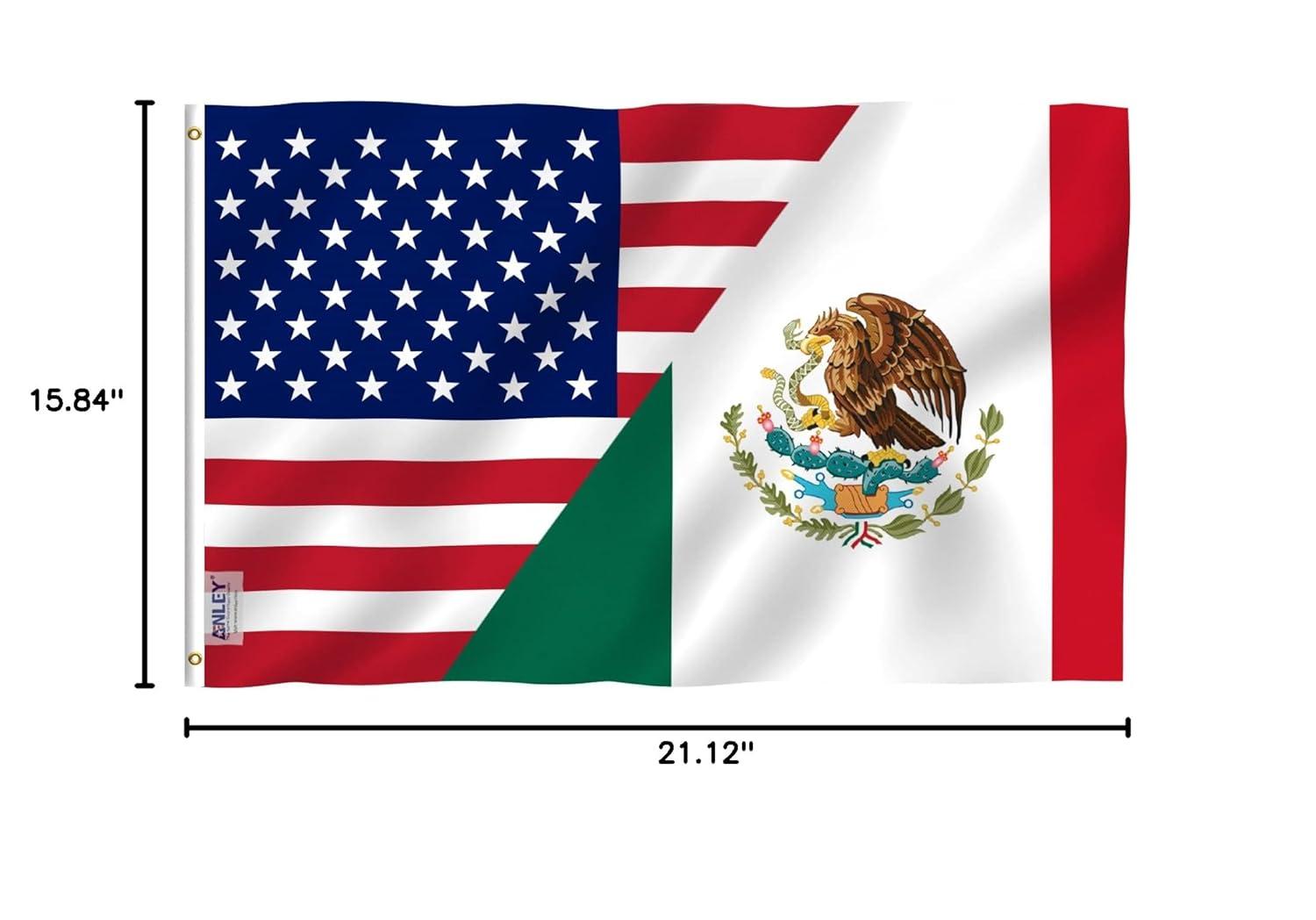 ANLEY America Mexico Friendship Polyester 36 X 60 In. House Flag