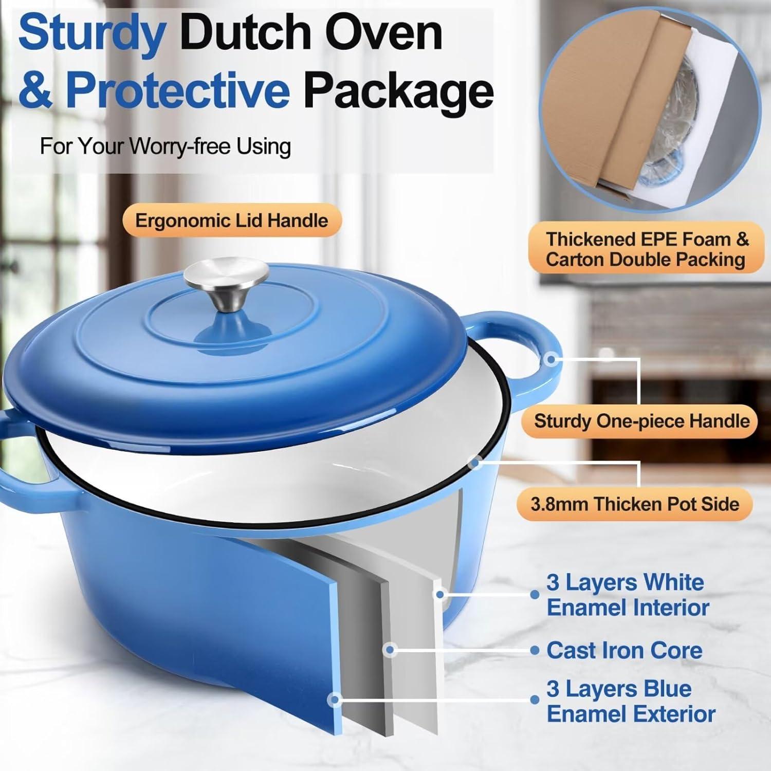 SPECIALTY FLOORING INC Dutch Oven,Enameled Cast Iron Dutch Oven Cooking Pot With Lid & Dual Handles, For Bread Baking Braising Stewing, Heavy Duty & Non Stick, Oven & All Stovetops Safe