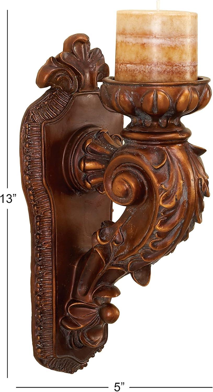 Bronze Polystone 13" Traditional Candle Wall Sconce