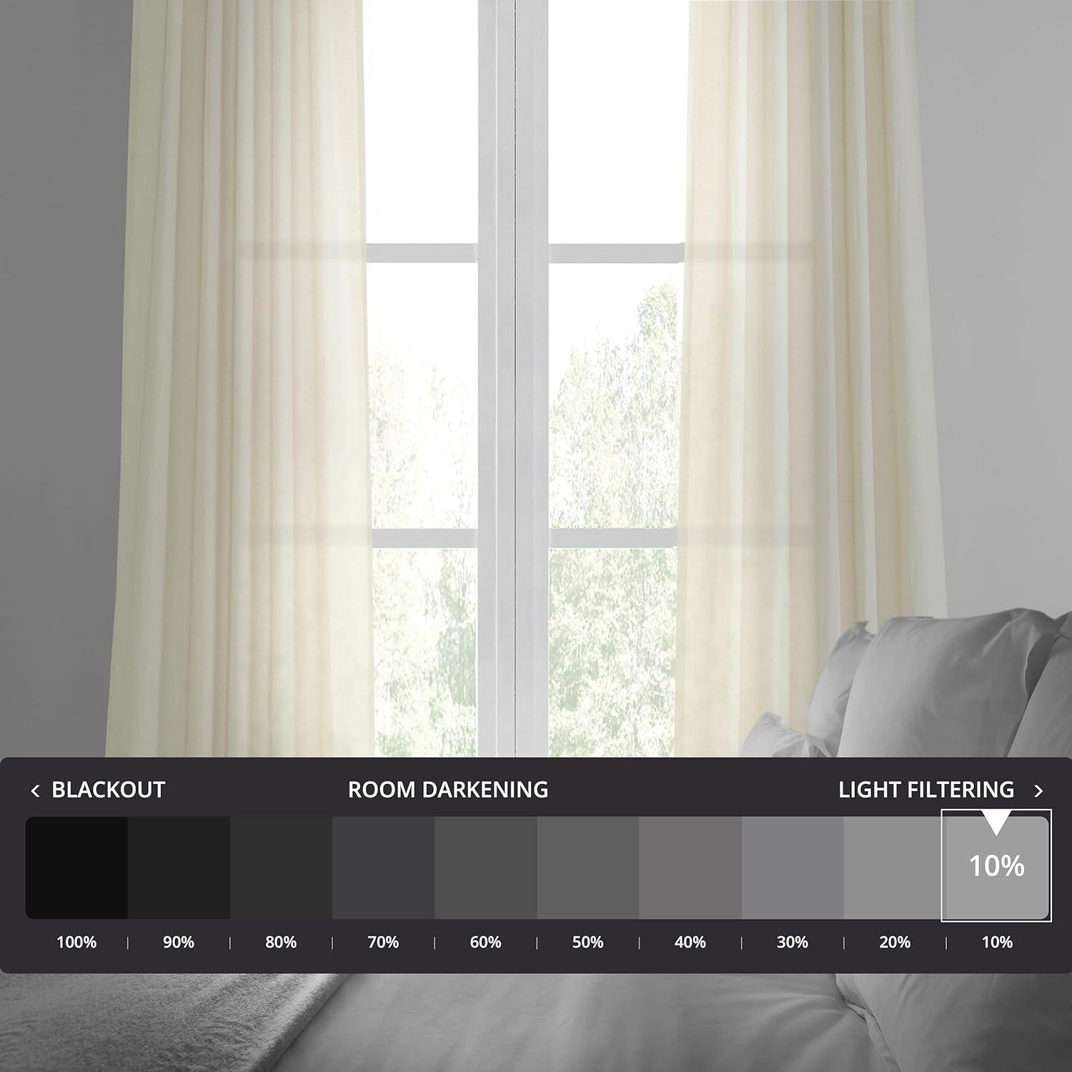 Aspen White Grommet Solid Faux Linen Sheer Curtain (1 Panel), Aspen White, 50W X 96L