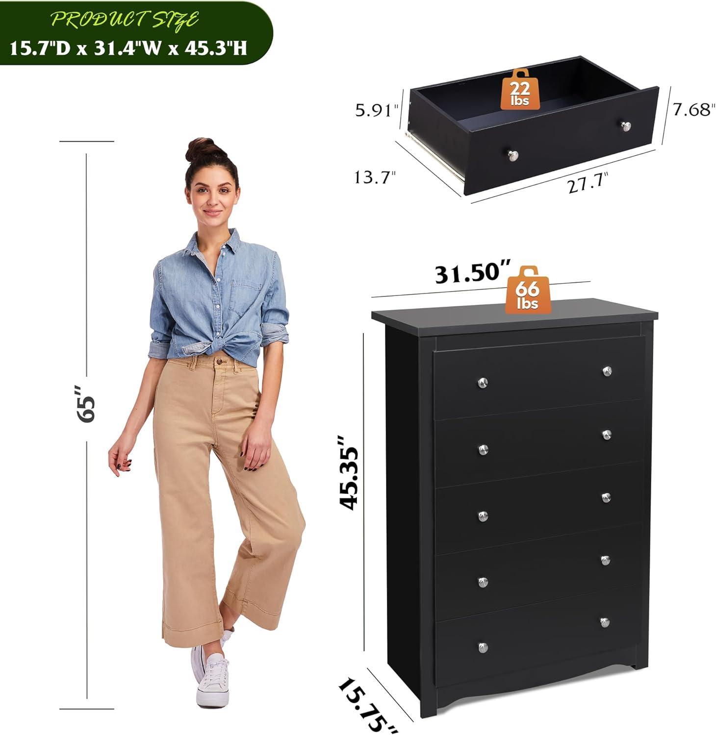Vito 5-Drawer Chest Dresser