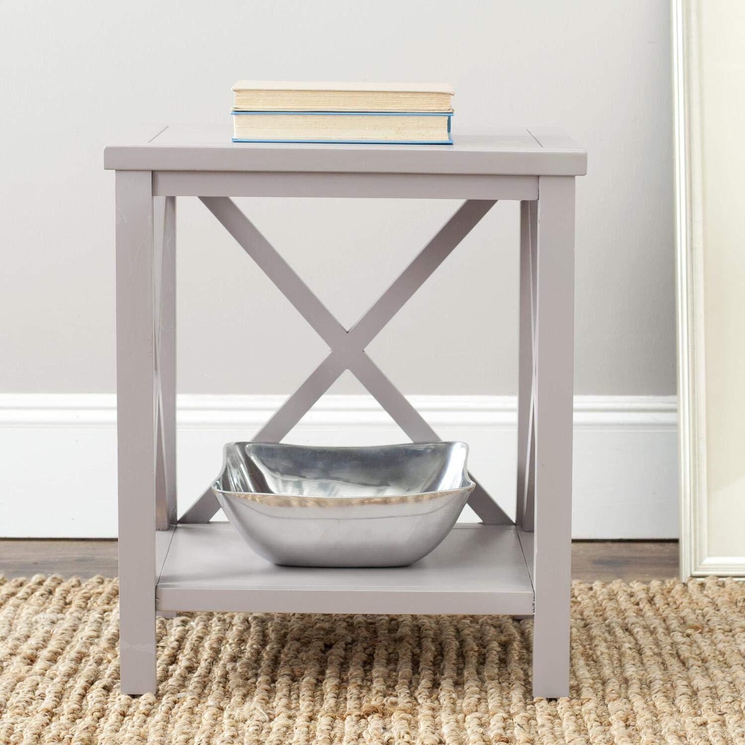 Candace Cross Back End Table - AMH6523E - Dusty Green - Safavieh Couture