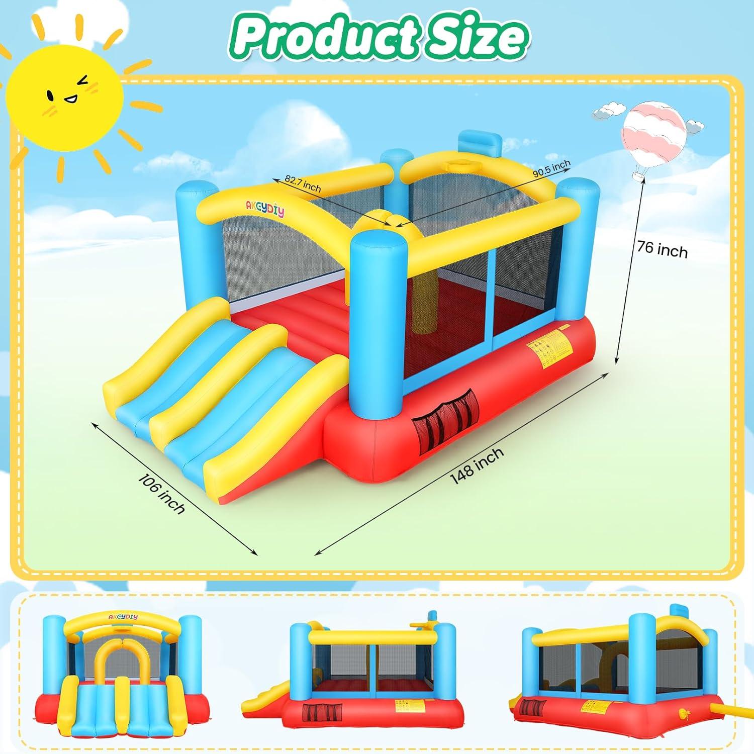 Ancheer 9ft x 6ft Animal Inflatable Bounce House for Kids, Inflatable Bouncy Castle with Blower, Jumping House with Slide/Pitching Game, Indoor Outdoor Toddler Kids Party